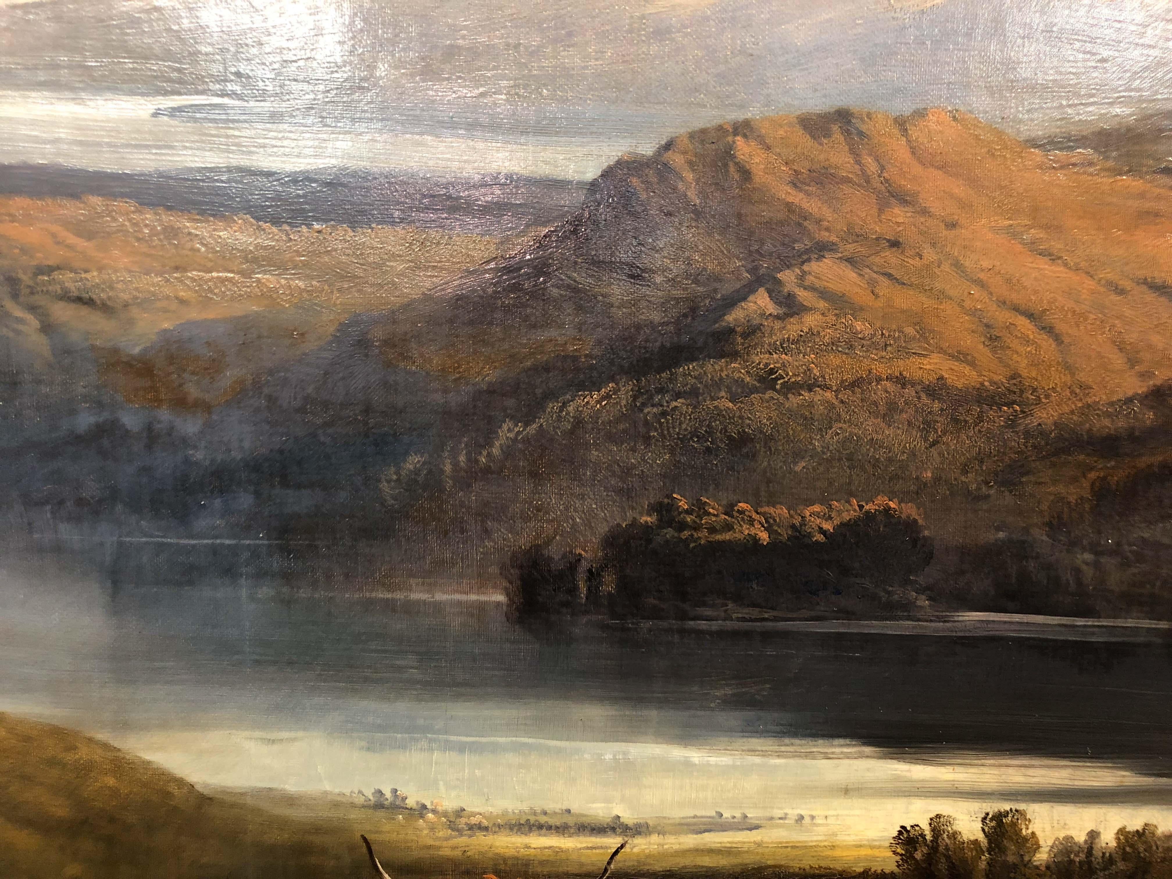 Highland Cattle - Brown Landscape Painting by Joseph Denovan Adam