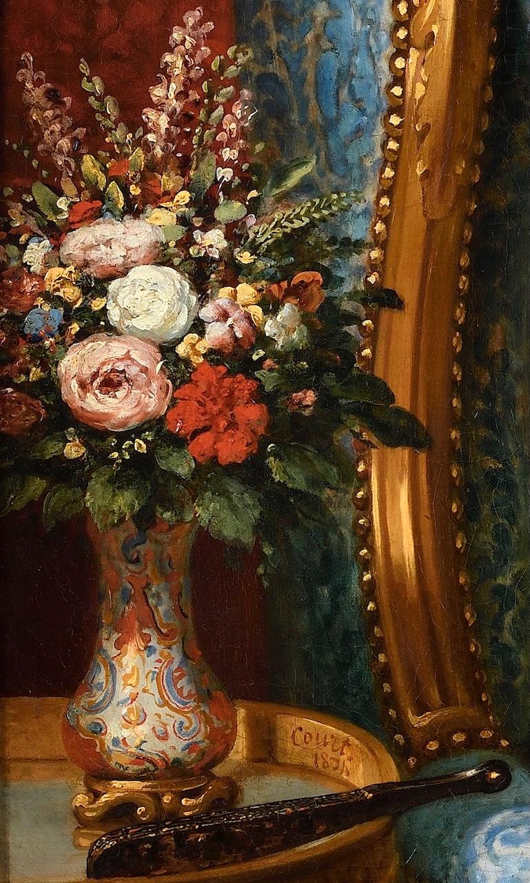 In einen Sessel gekuschelte Frau (Französische Schule), Painting, von Joseph-Désiré Court