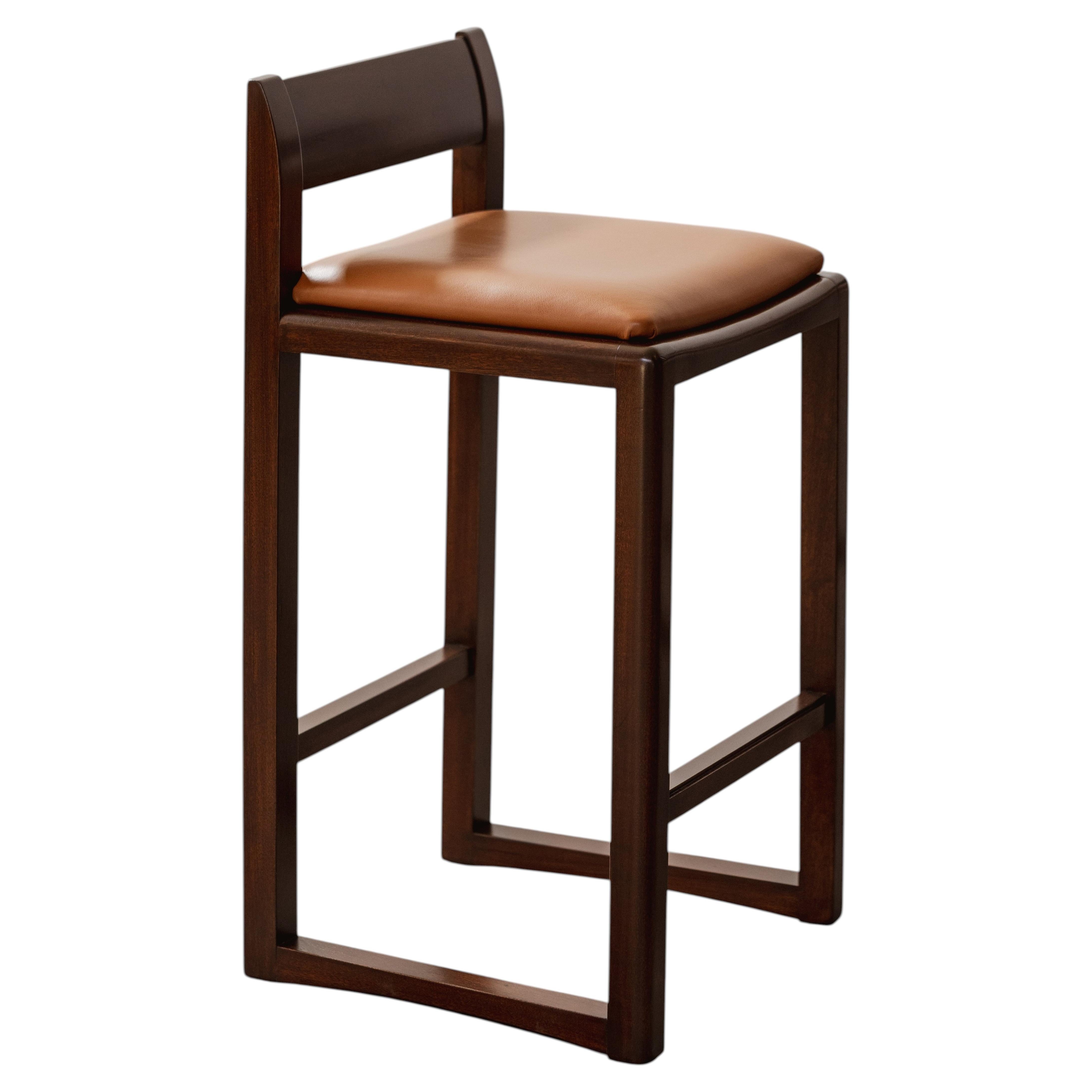 Joseph Dirand Bar Stool, Cognac Leather, 2010