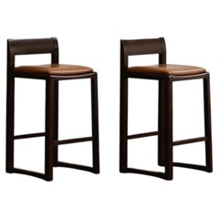 Joseph Dirand Bar Stools, Cognac Leather, 2010, Set of 2