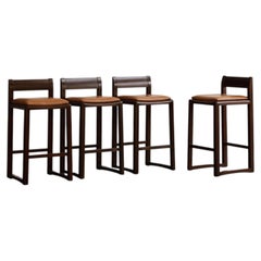 Joseph Dirand Bar Stools, Cognac Leather, 2010, Set of 4