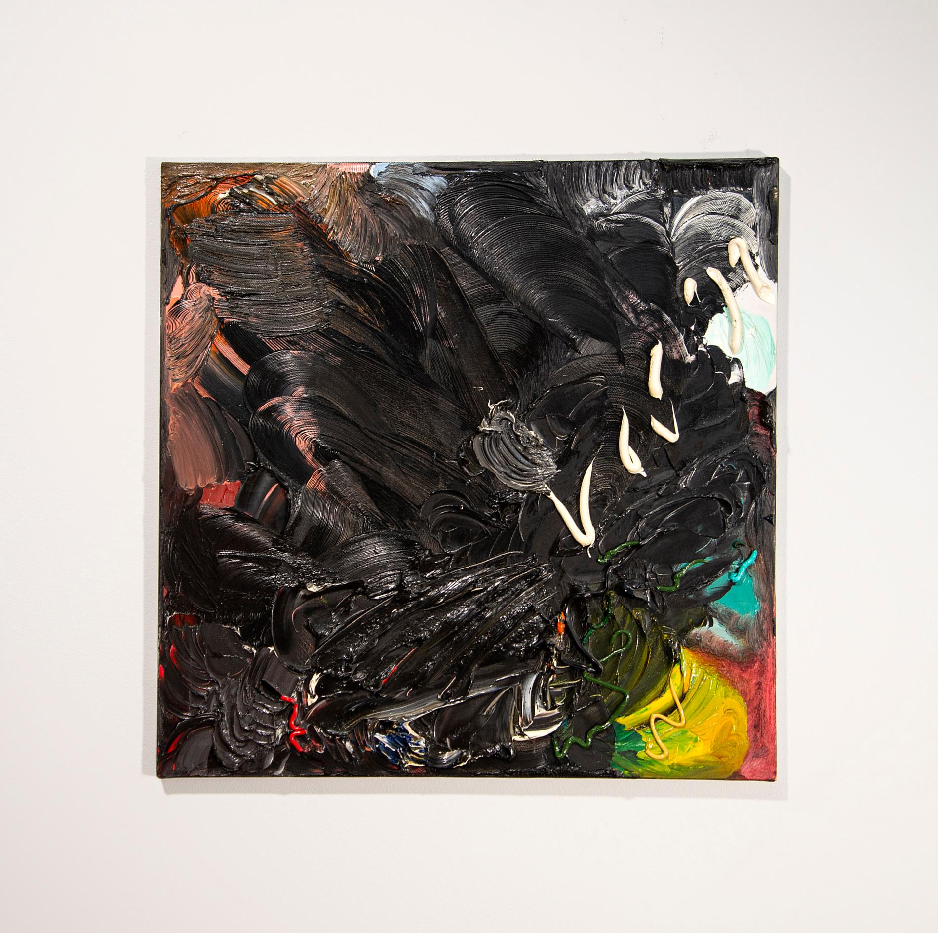 Descent of Light, riche, foncé, empâtement, abstrait gestuel, acrylique sur toile - Painting de Joseph Drapell