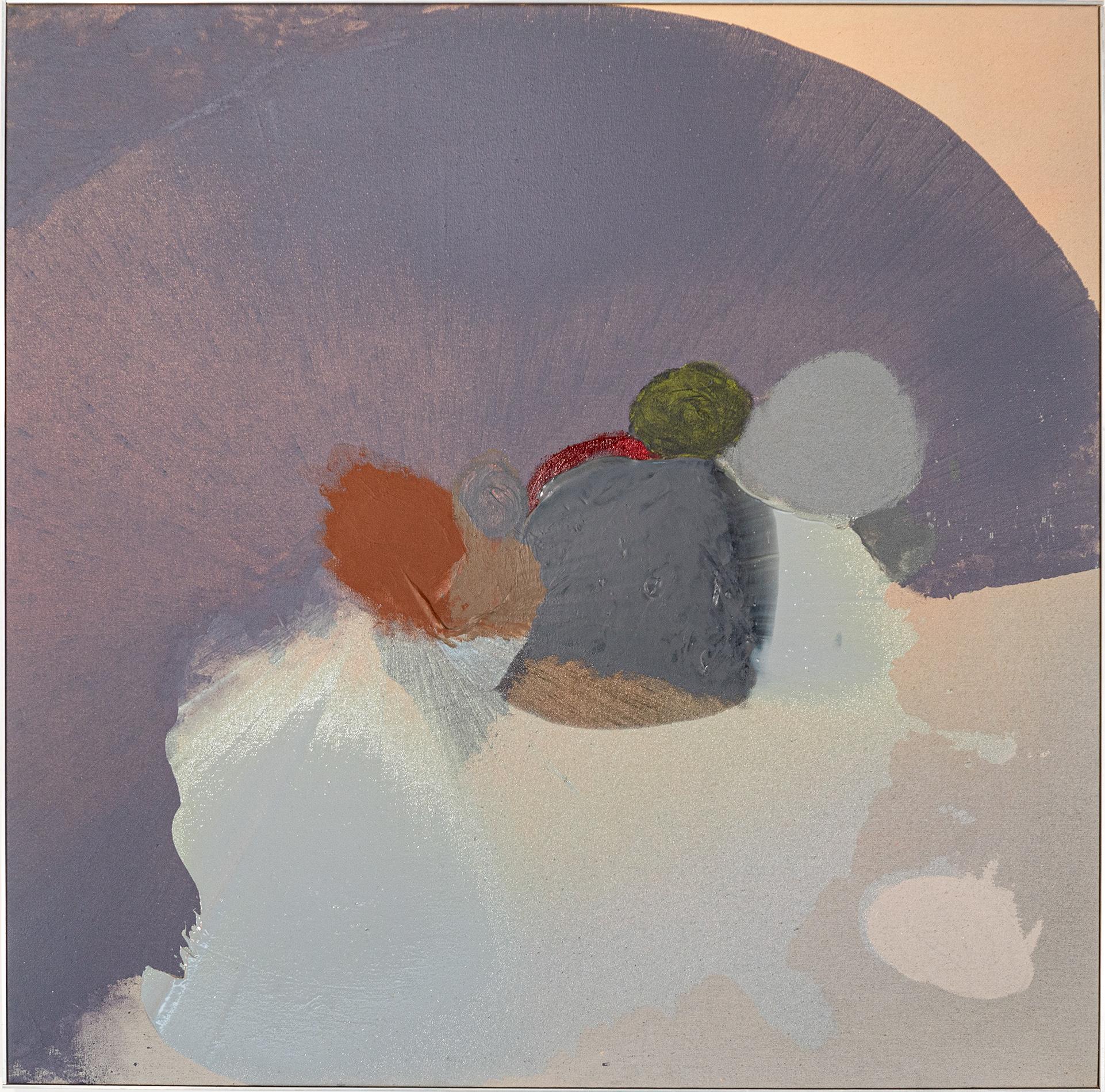 Abstract Painting Joseph Drapell - Flute - pastels neutres, abstrait gestuel, acrylique sur toile