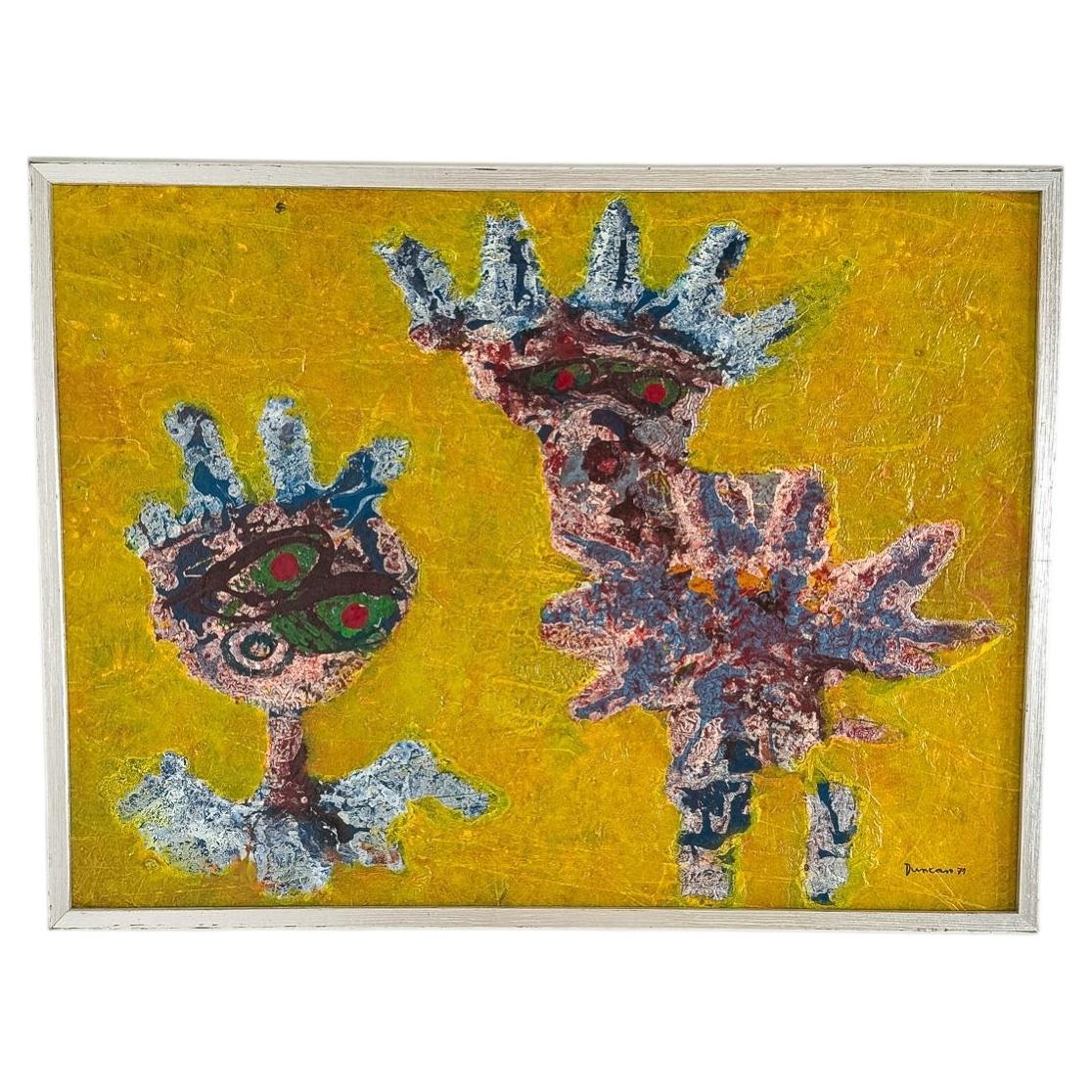 Joseph Duncan, Expressives figürliches Ölgemälde auf Leinwand, 1971 im Angebot