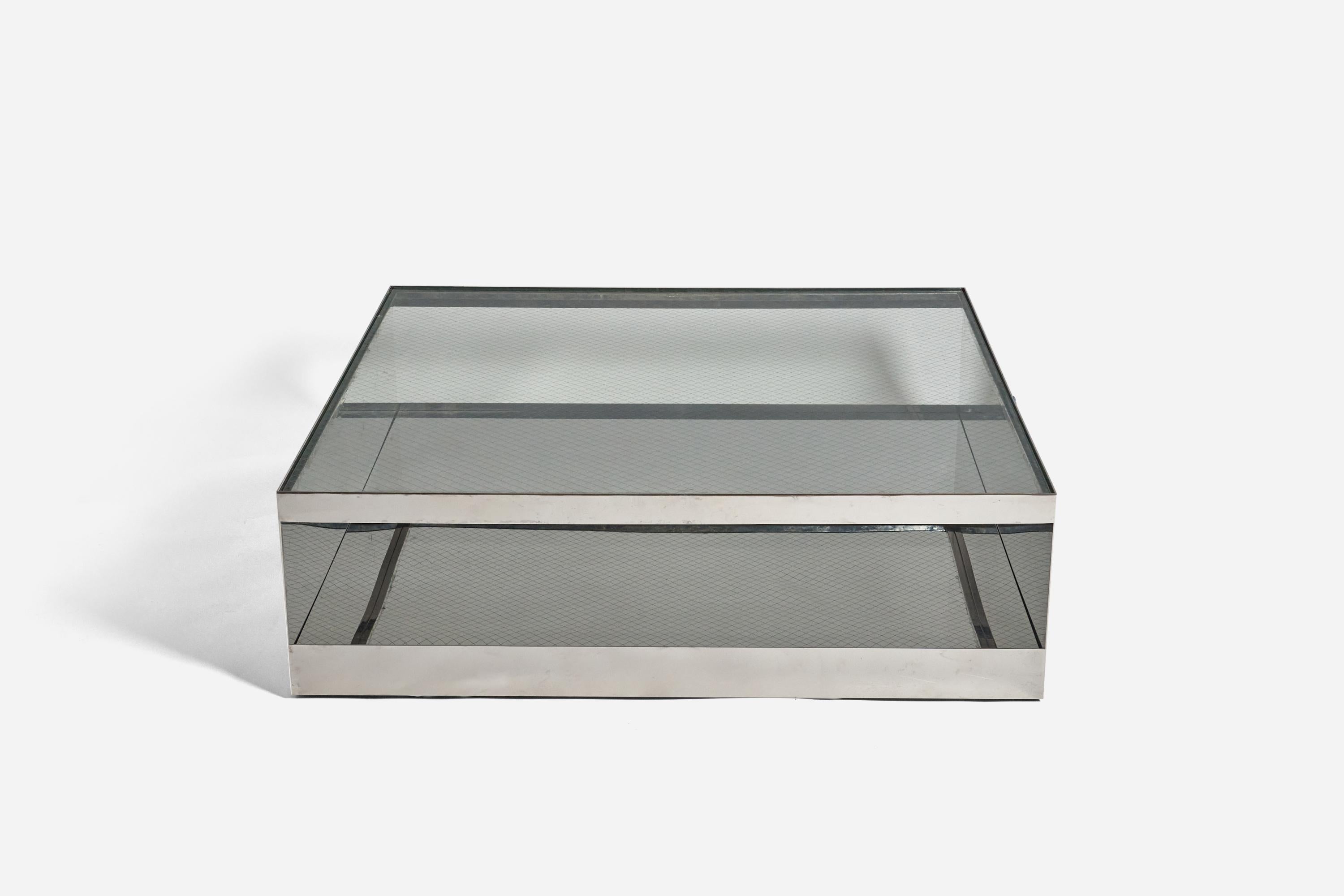 Mid-Century Modern Joseph D'Urso, Coffee Table Mod. 6048t, Stainless Steel, Glass, Knoll, US, 1981