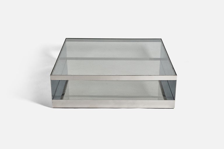 Late 20th Century Joseph D'Urso, Coffee Table Mod. 6048t, Stainless Steel, Glass, Knoll, US, 1981