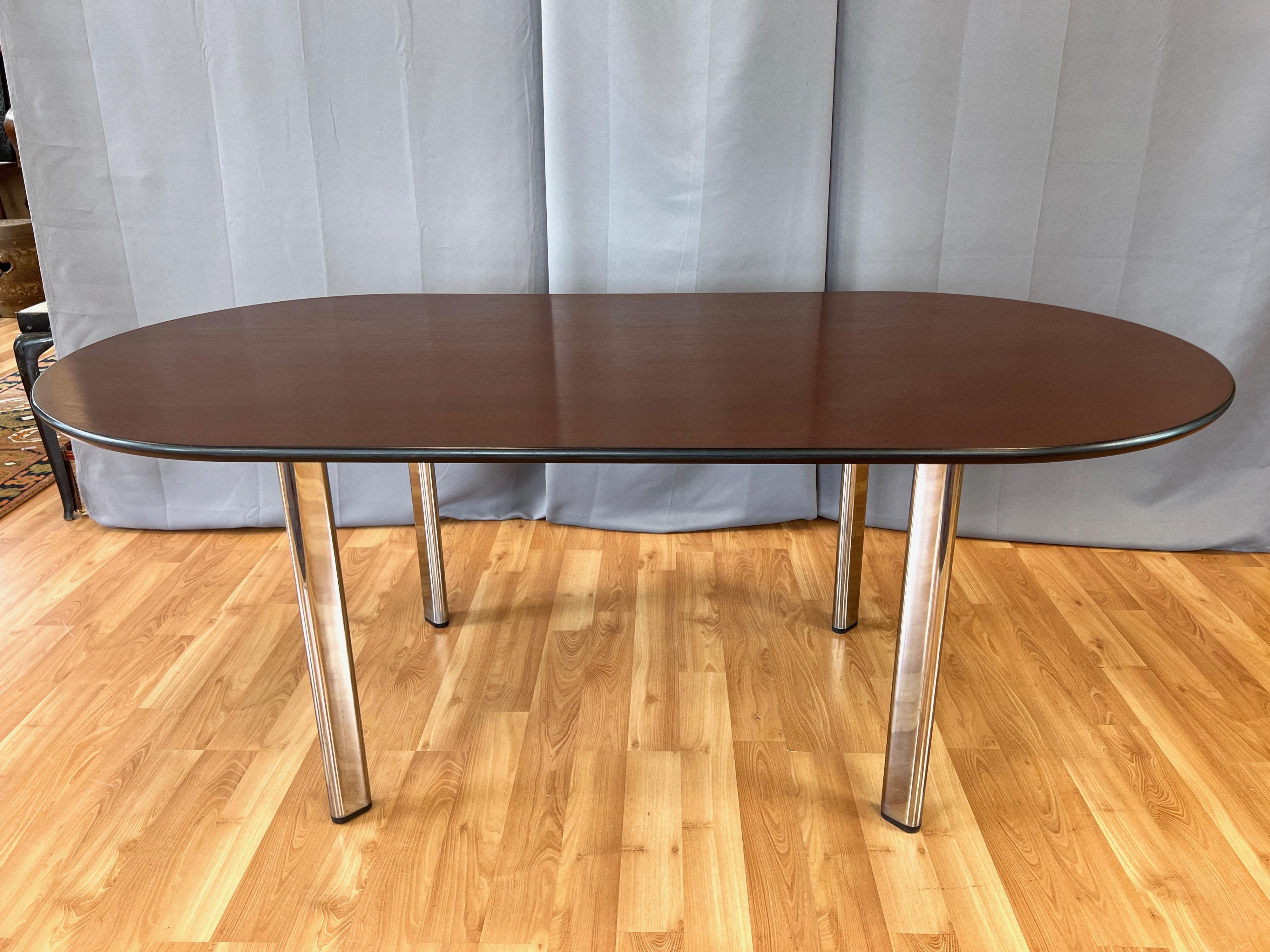 Joseph D’Urso for Knoll High Table in American Cherry and Chrome, 1995 For Sale 3