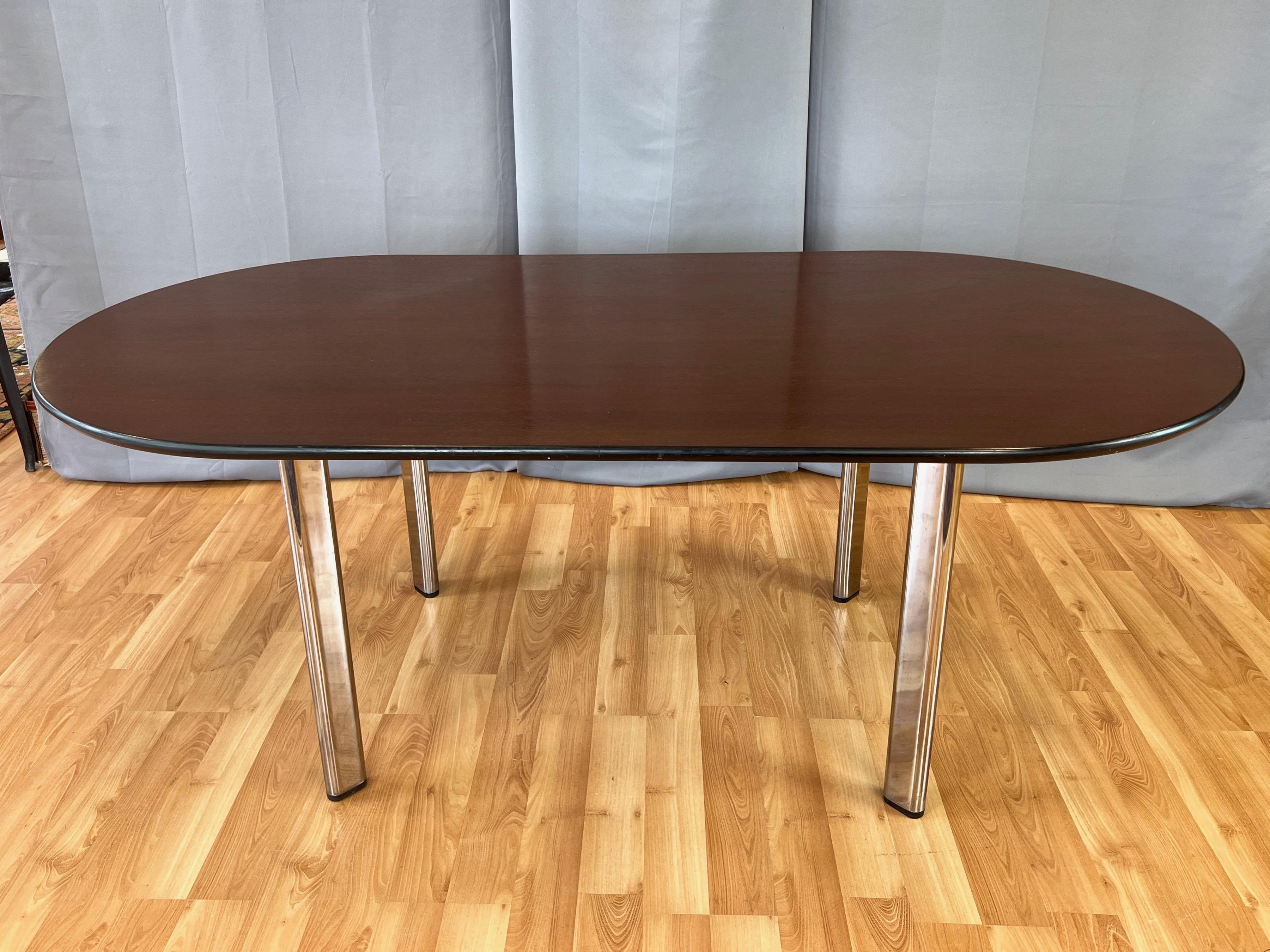 Powder-Coated Joseph D’Urso for Knoll High Table in American Cherry and Chrome, 1995 For Sale