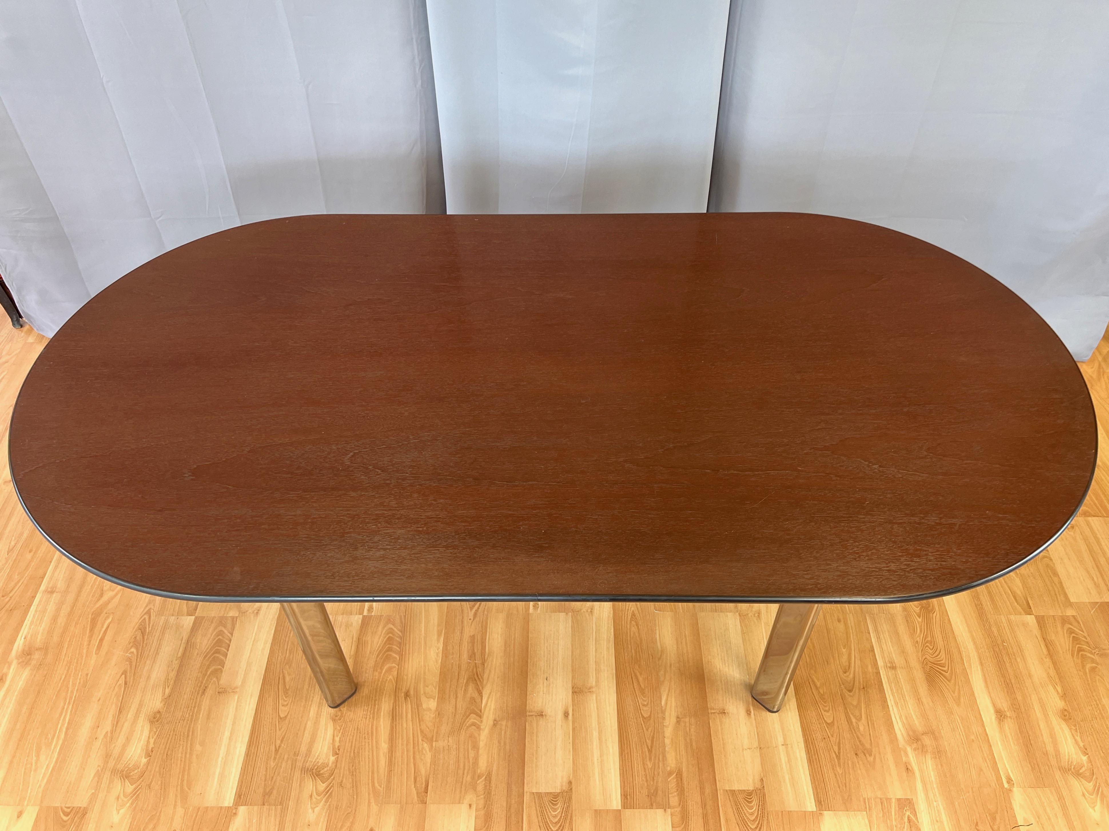 Late 20th Century Joseph D’Urso for Knoll High Table in American Cherry and Chrome, 1995 For Sale