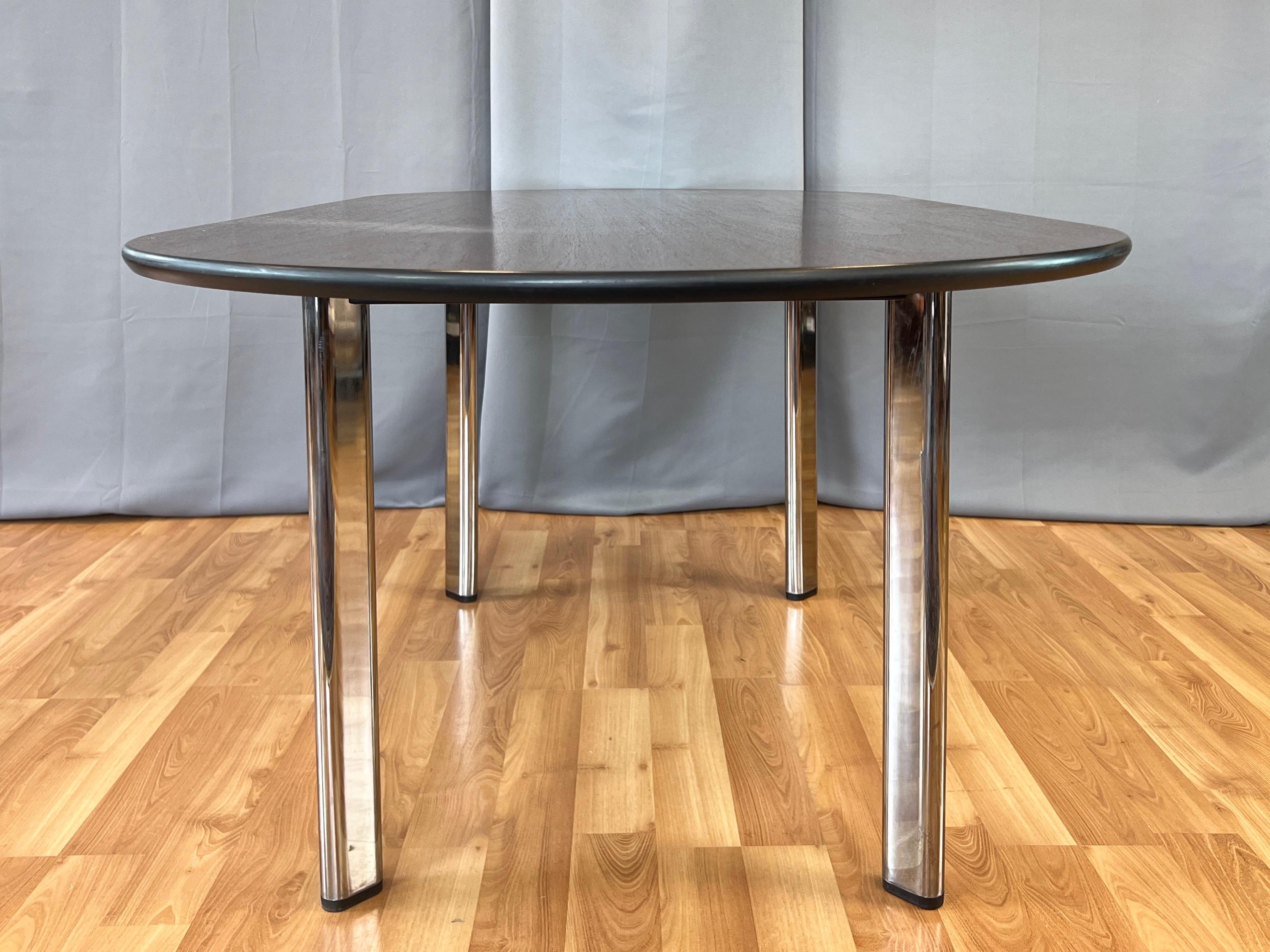 Joseph D’Urso for Knoll High Table in American Cherry and Chrome, 1995 For Sale 1