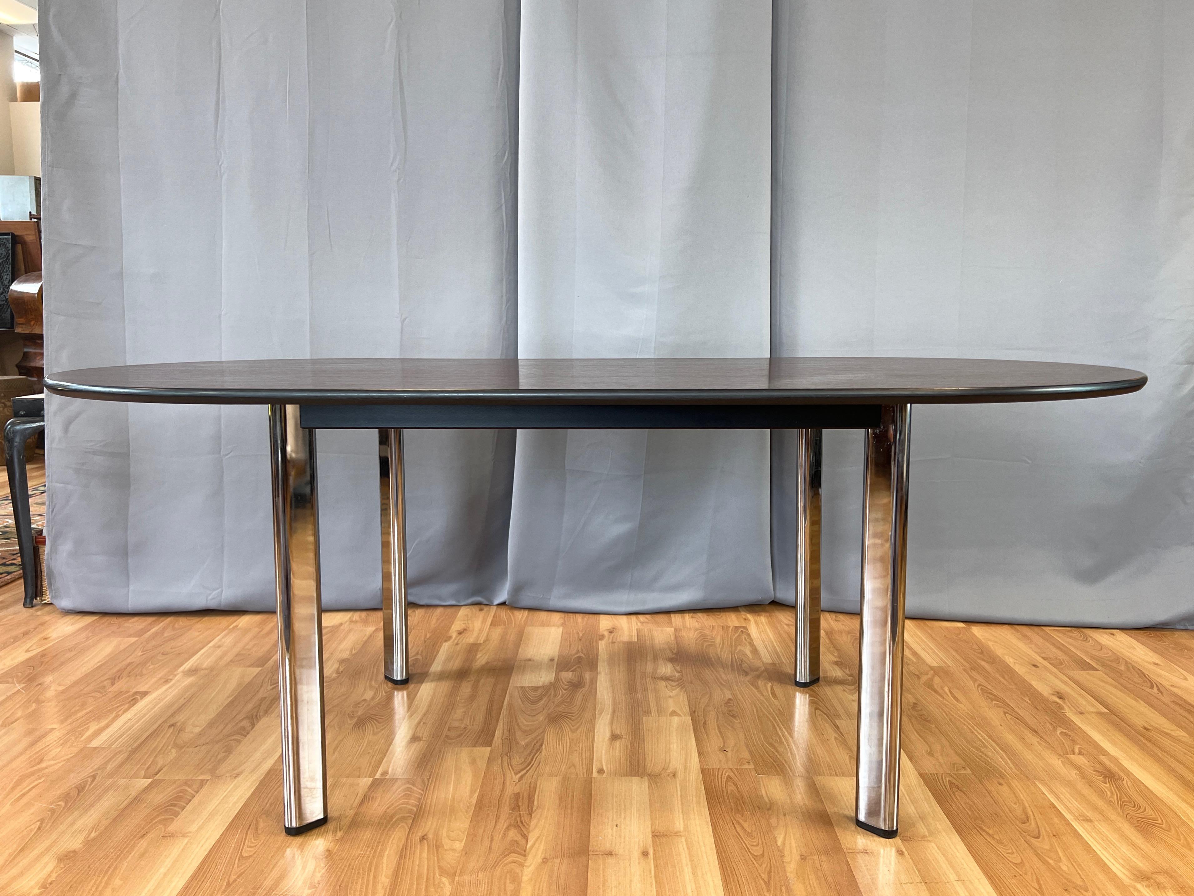 Joseph D’Urso for Knoll High Table in American Cherry and Chrome, 1995 For Sale 2