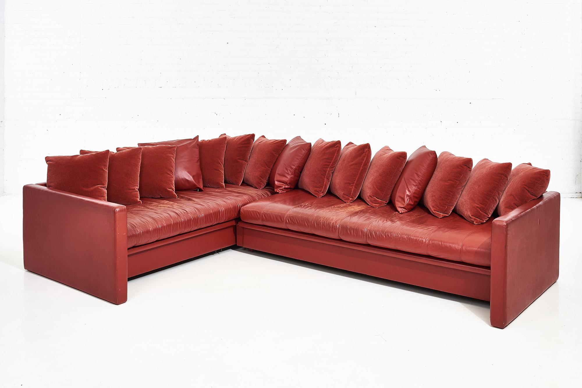 Joseph D'Urso Leder-Sofa mit Modulen, Knoll, 1980 (Postmoderne) im Angebot