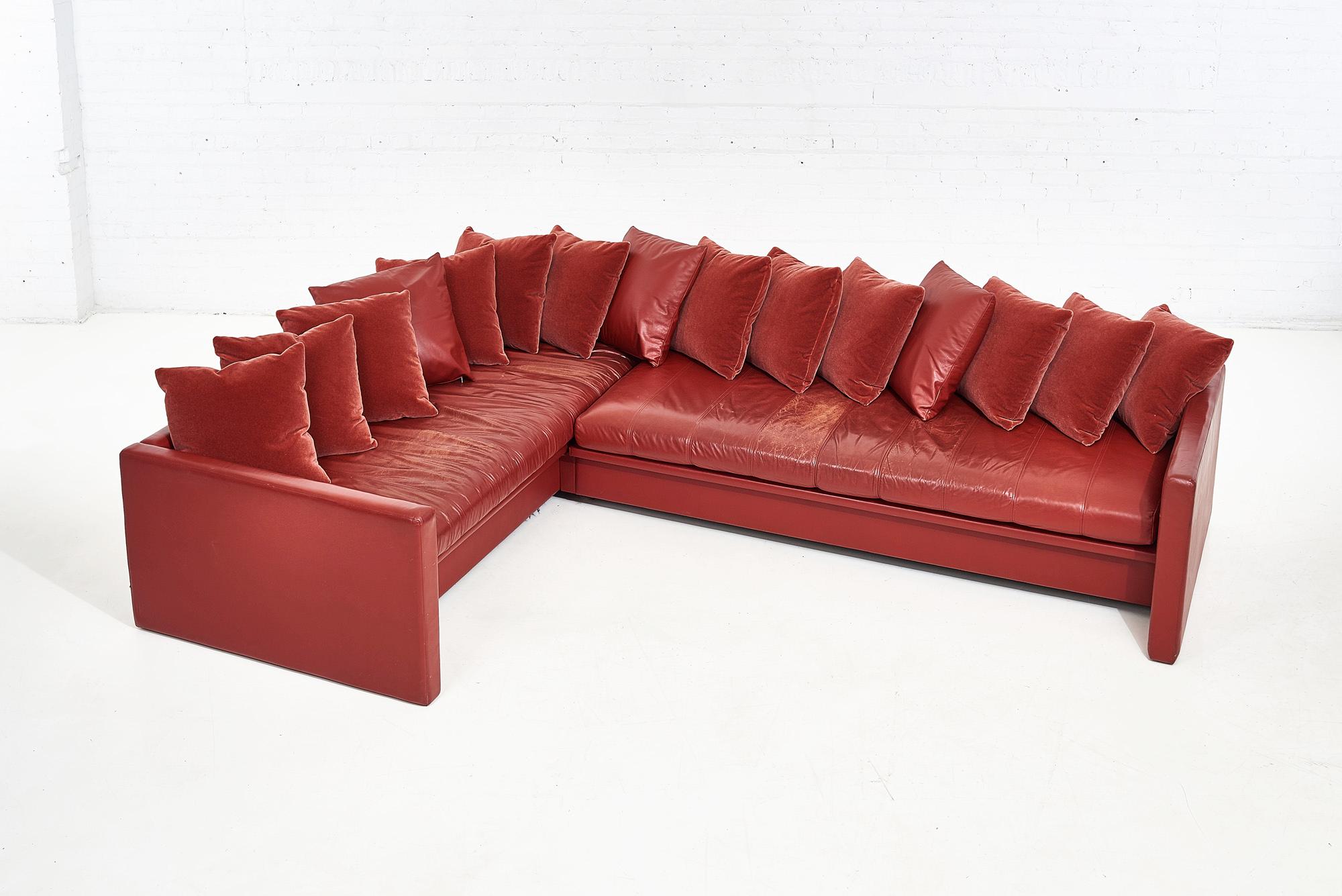 Joseph D'Urso Leder-Sofa mit Modulen, Knoll, 1980 (amerikanisch) im Angebot