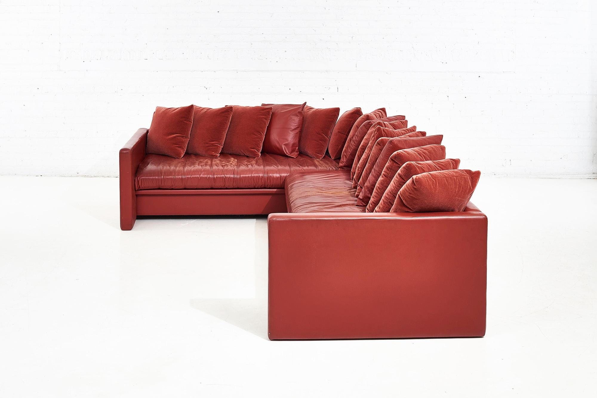 Joseph D'Urso Leder-Sofa mit Modulen, Knoll, 1980 (Ende des 20. Jahrhunderts) im Angebot
