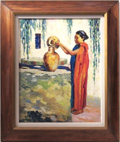 Einheimische Frau im Brunnen