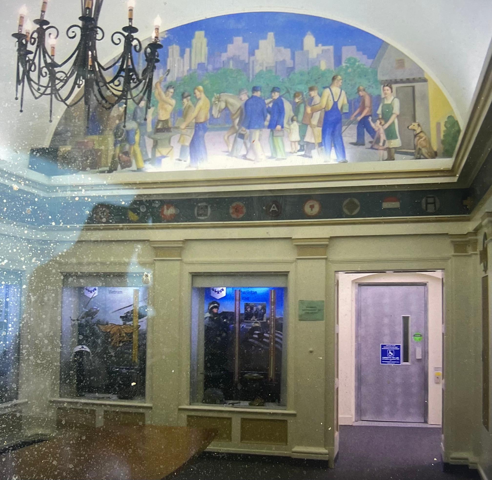 Estudio Mural Industrial, Edificio Veterans Memorial, Santa Barbara WPA Americana - Painting realista estadounidense de Joseph Edward Knowles