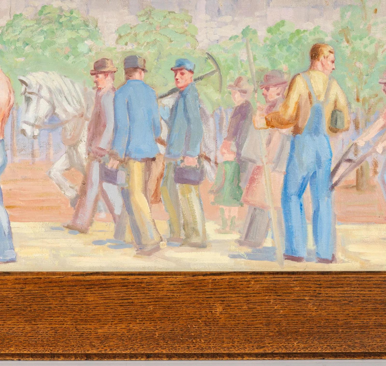 Estudio Mural Industrial, Edificio Veterans Memorial, Santa Barbara WPA Americana en venta 1