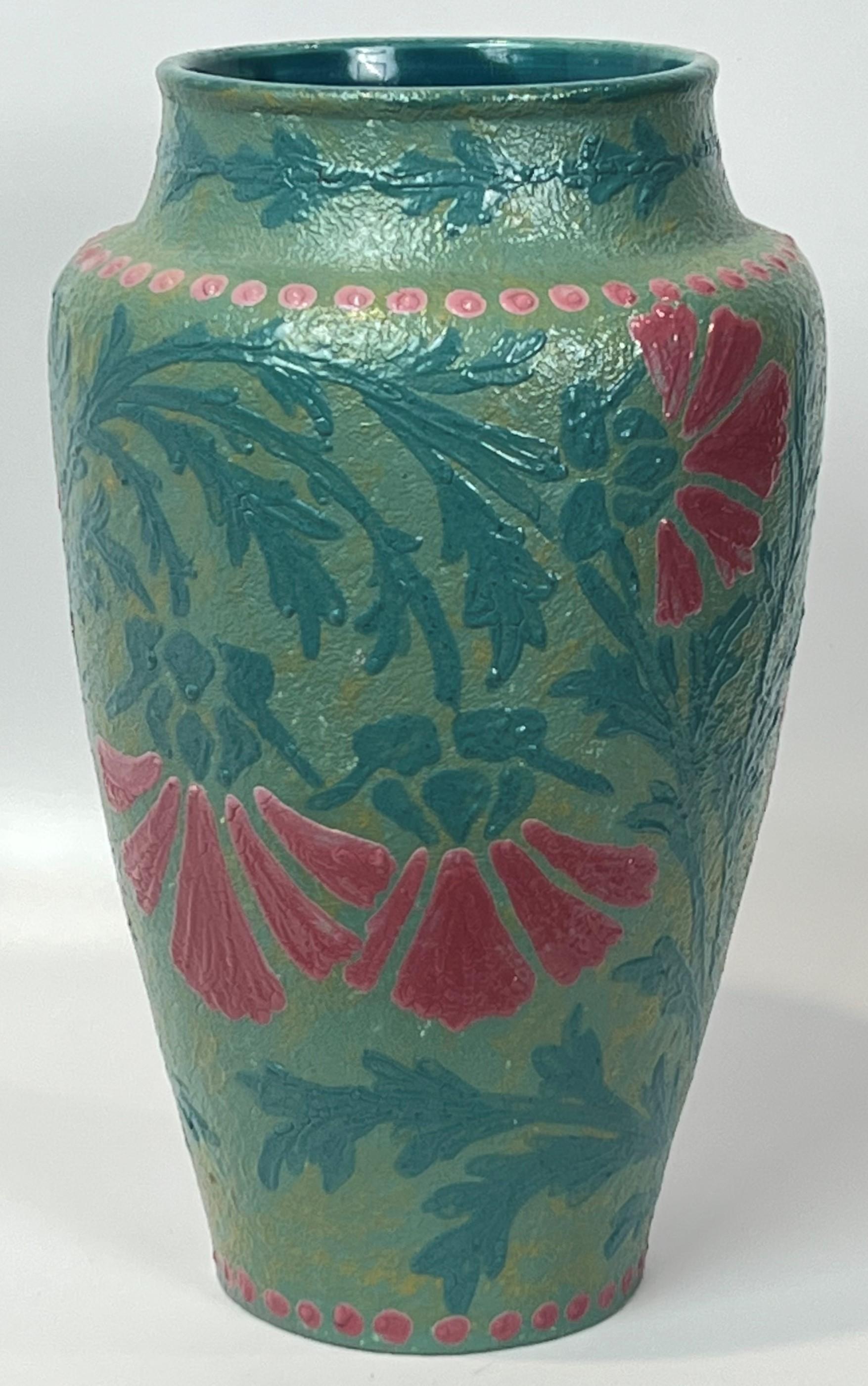 Jugendstil Joseph Ekberg Art Nouveau Vase 1908 Conventionalized Floral Gustavsberg