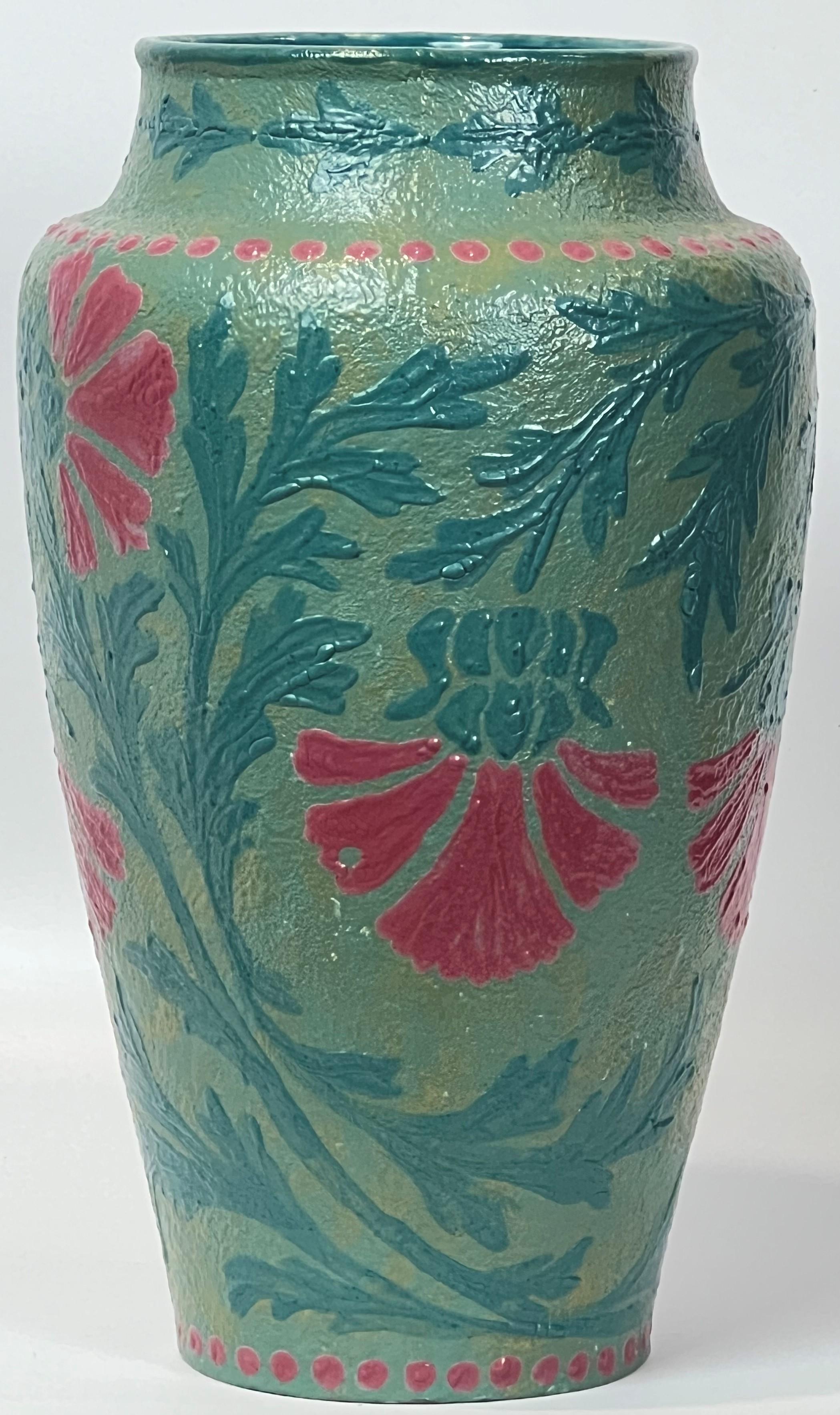 Joseph Ekberg Art Nouveau Vase 1908 Conventionalized Floral Gustavsberg In Good Condition In Mobile, AL
