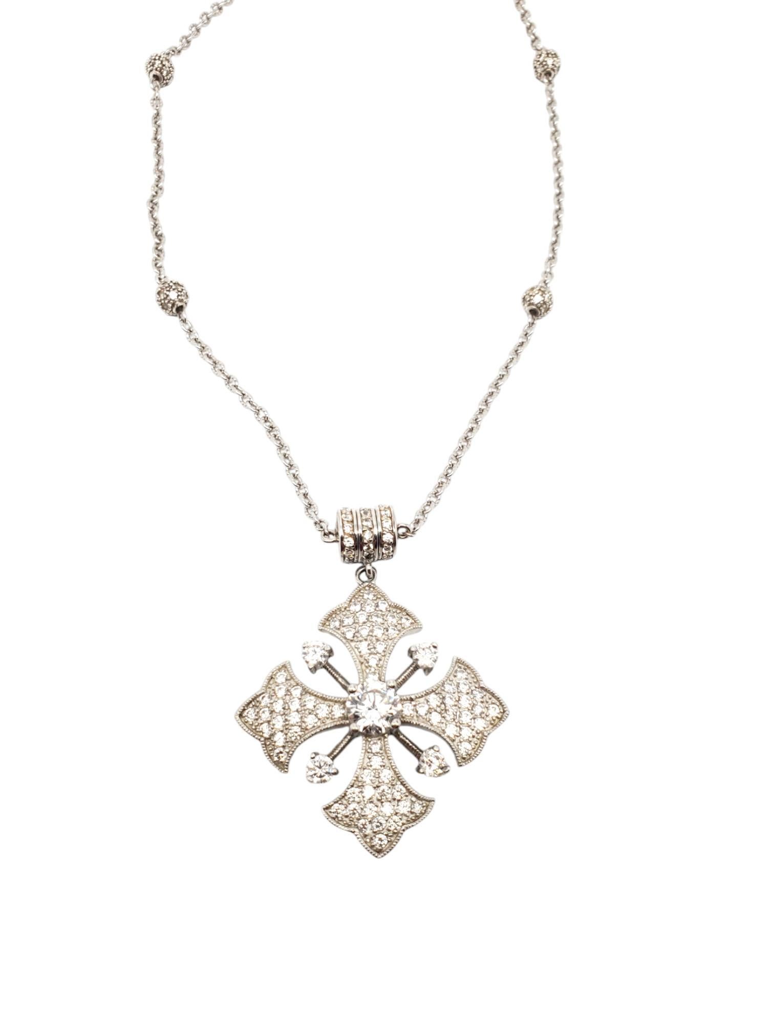 Joseph Esposito Sterling Silver CZ Maltese Cross Necklace -

This stunning pendant necklace features a CZ maltese cross & matching 14 in. chain with magnetic clasp set iin sterling silver by Joseph Esposito.

Size: 14 in.

Stamped: ESPO 925

Weigh:
