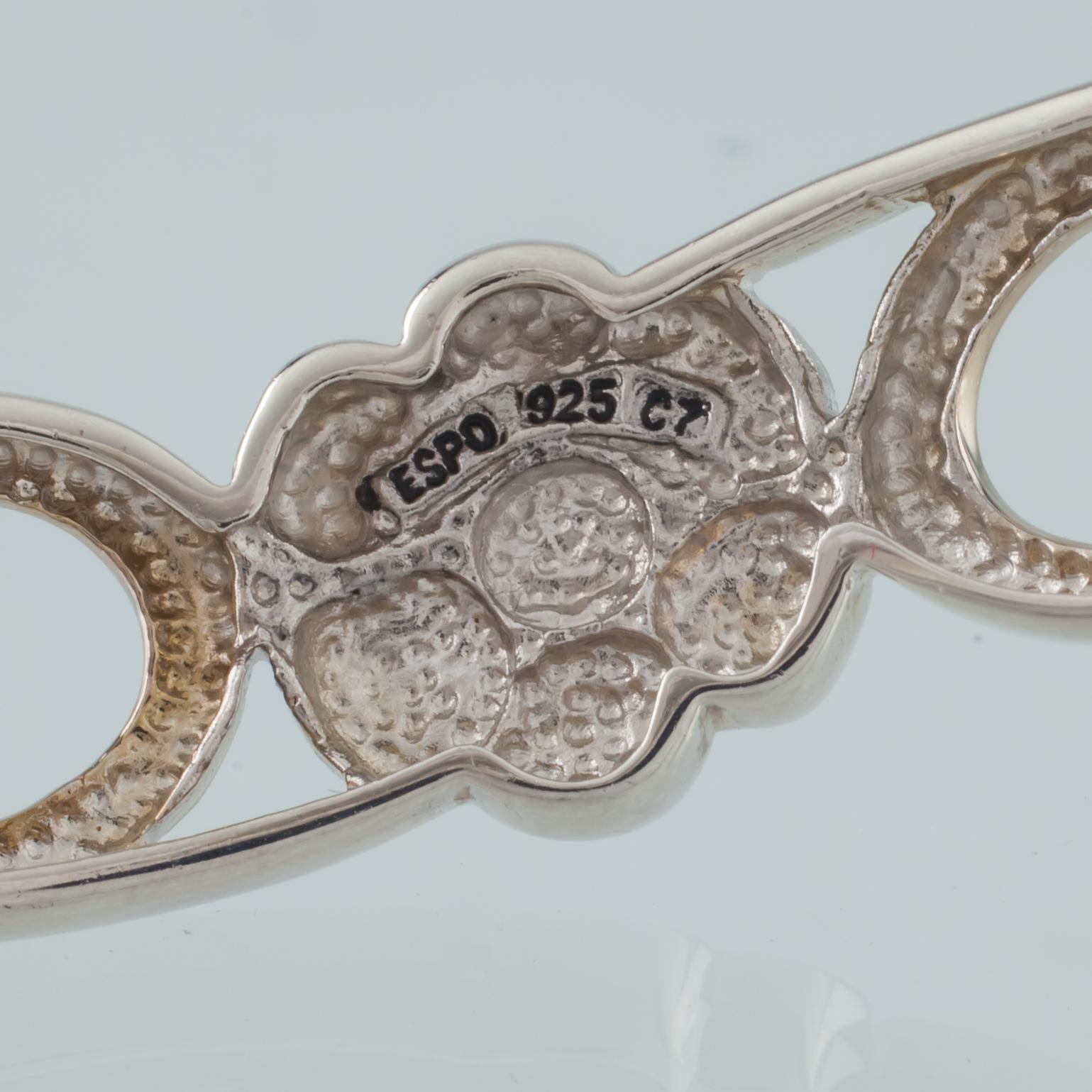 da uomo o donna Joseph Esposito Bracciale in argento sterling e CZ floreale, misura 7 in vendita