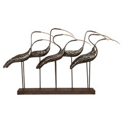 Joseph Famulari Metal Group Of Egrets Sculpture By Austin Productions