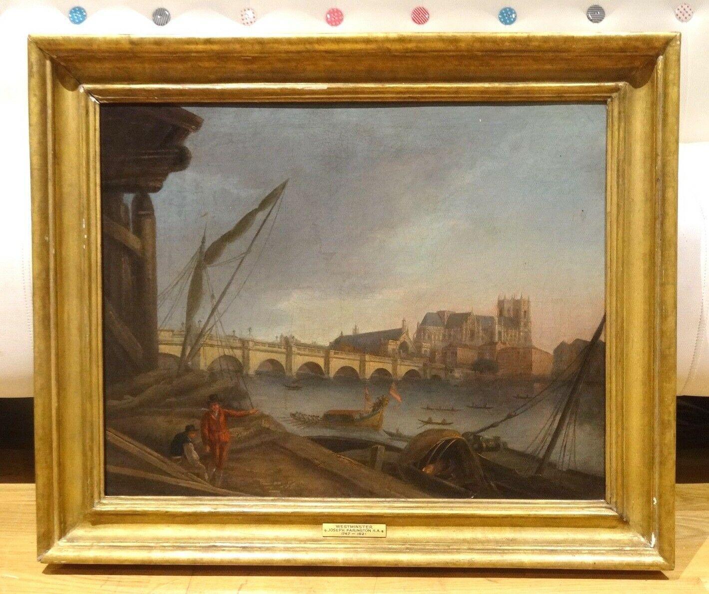 Westminster From The South, 18th Century - Marron Landscape Painting par Joseph FARINGTON