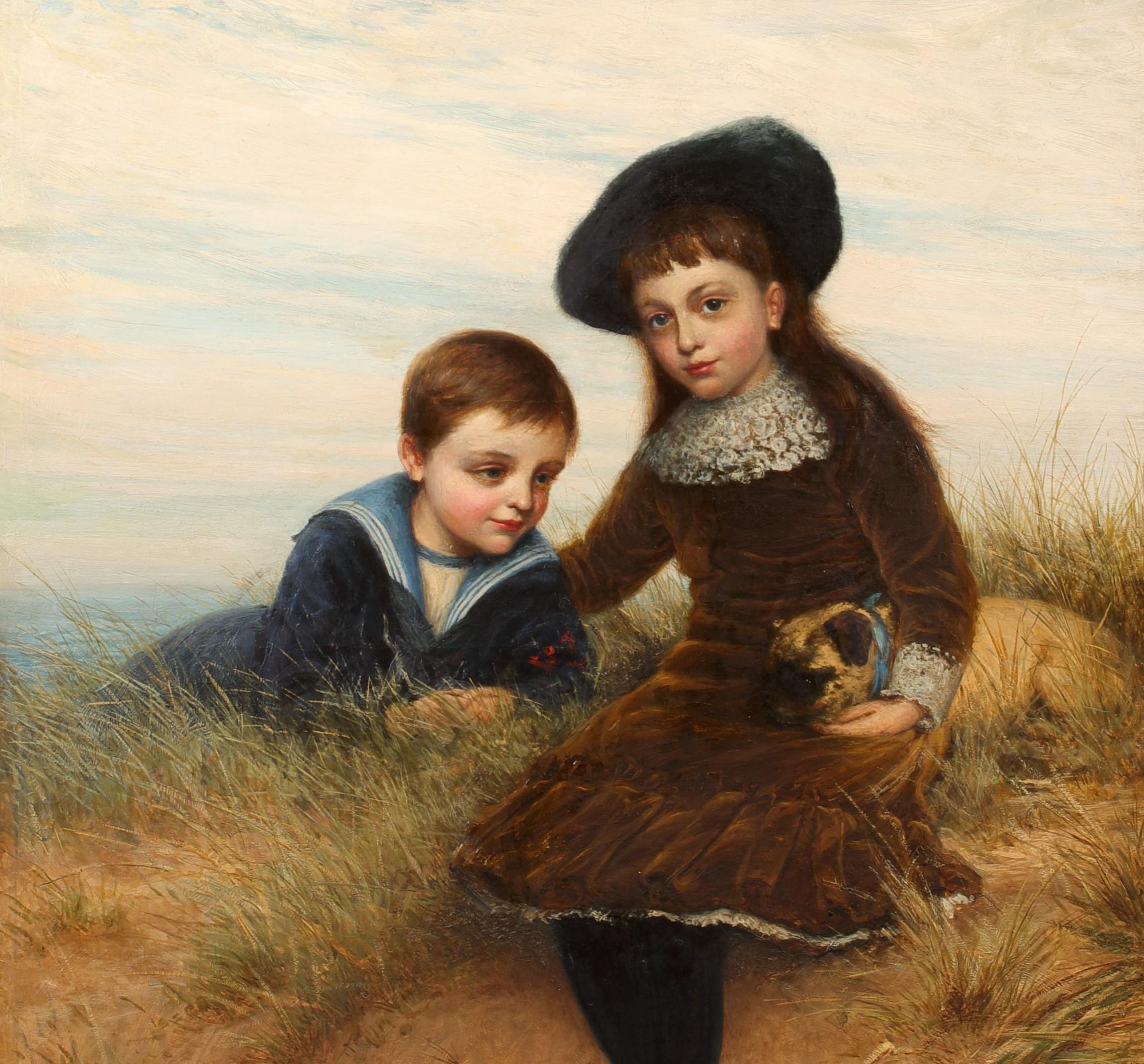 Portrait of Roland Laura & Stephen Astley Kennard, 19th Century   - Brown Portrait Painting by Joseph Farquharson