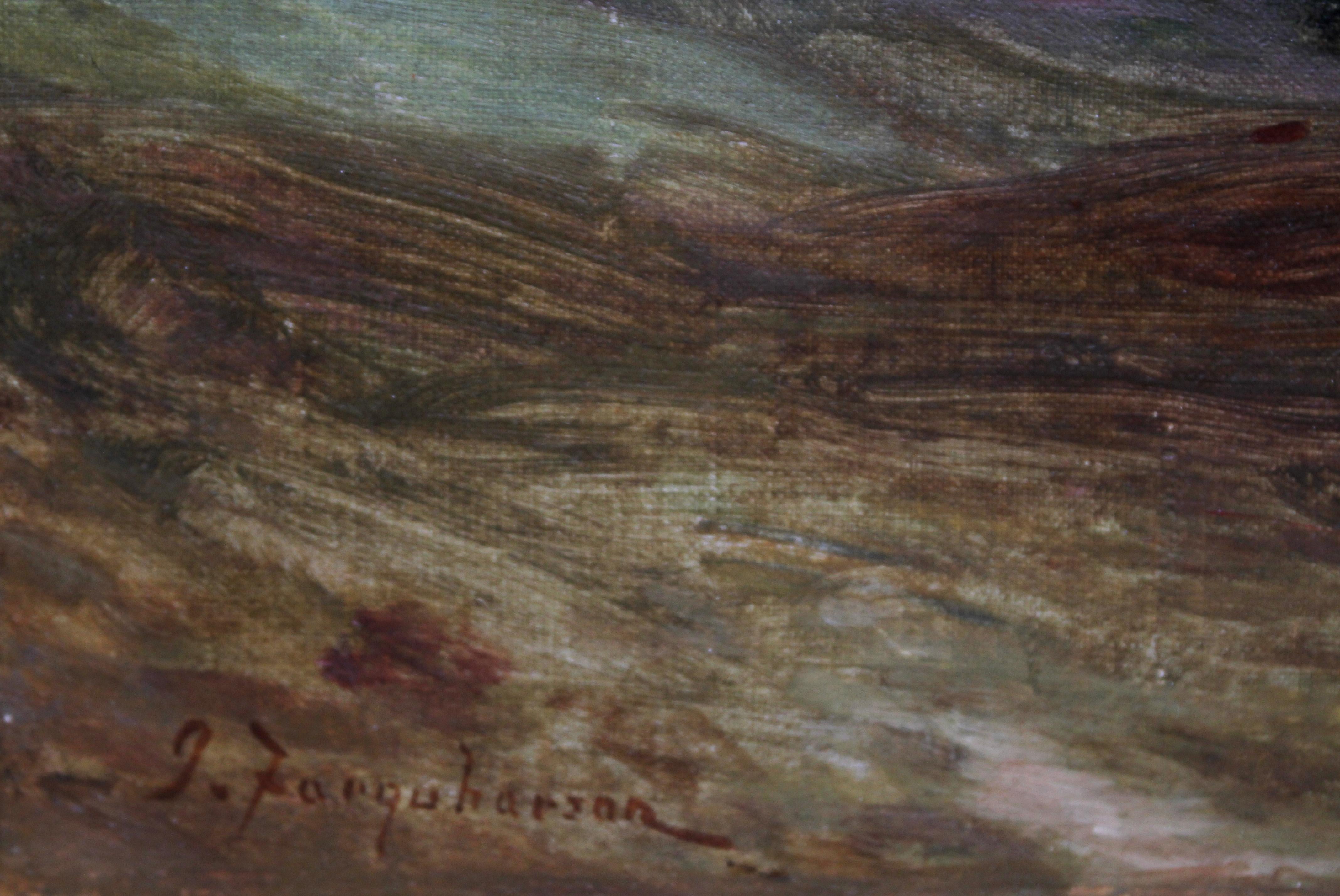 Schottische Fluss-Landschaft – viktorianisches Ölgemälde, ausgestellt vom Künstler im Angebot 8