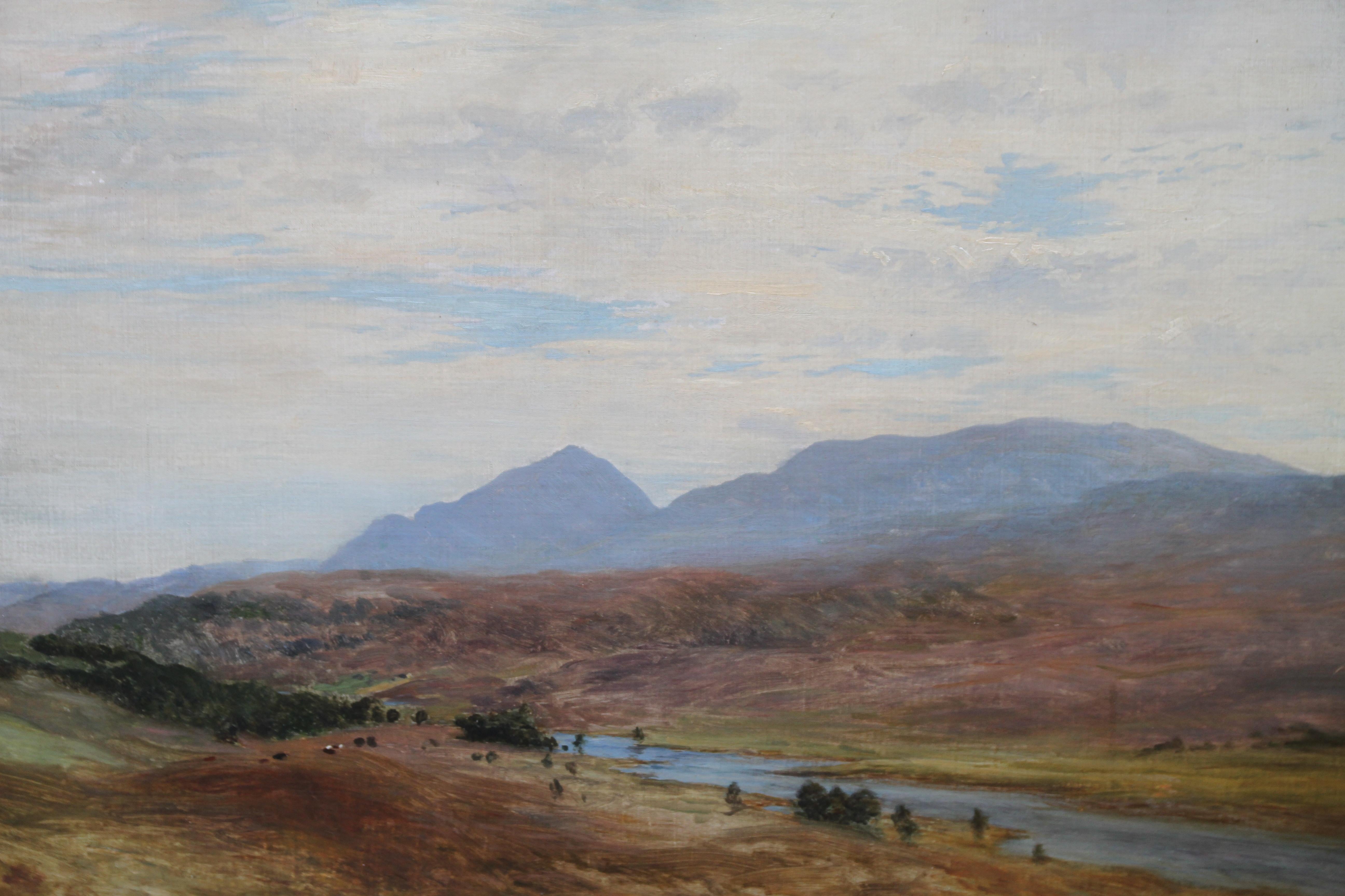 Schottische Fluss-Landschaft – viktorianisches Ölgemälde, ausgestellt vom Künstler im Angebot 1