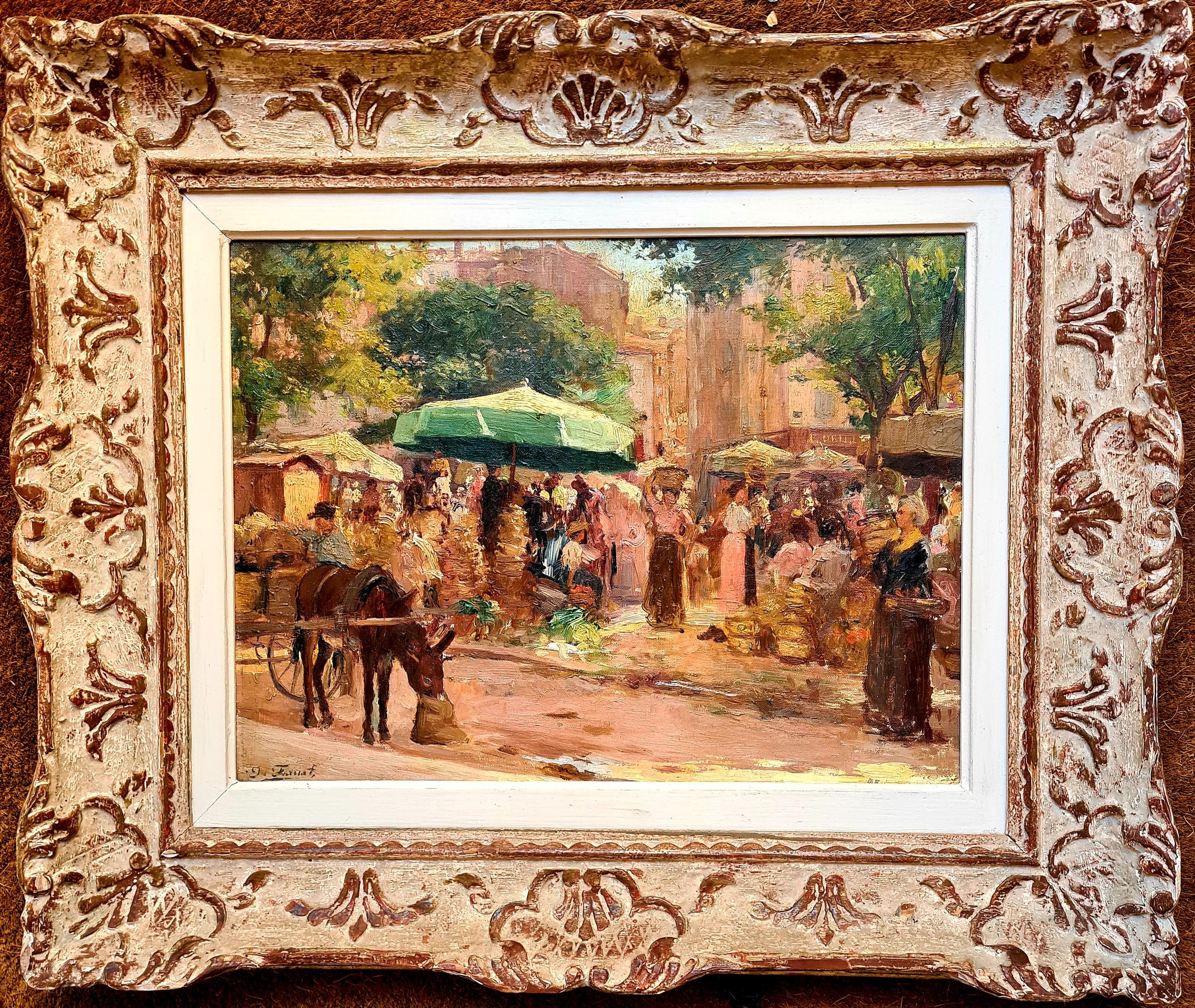 Französischer Impressionist Öl auf Leinwand, 19. Jahrhundert, eines französischen Marktes