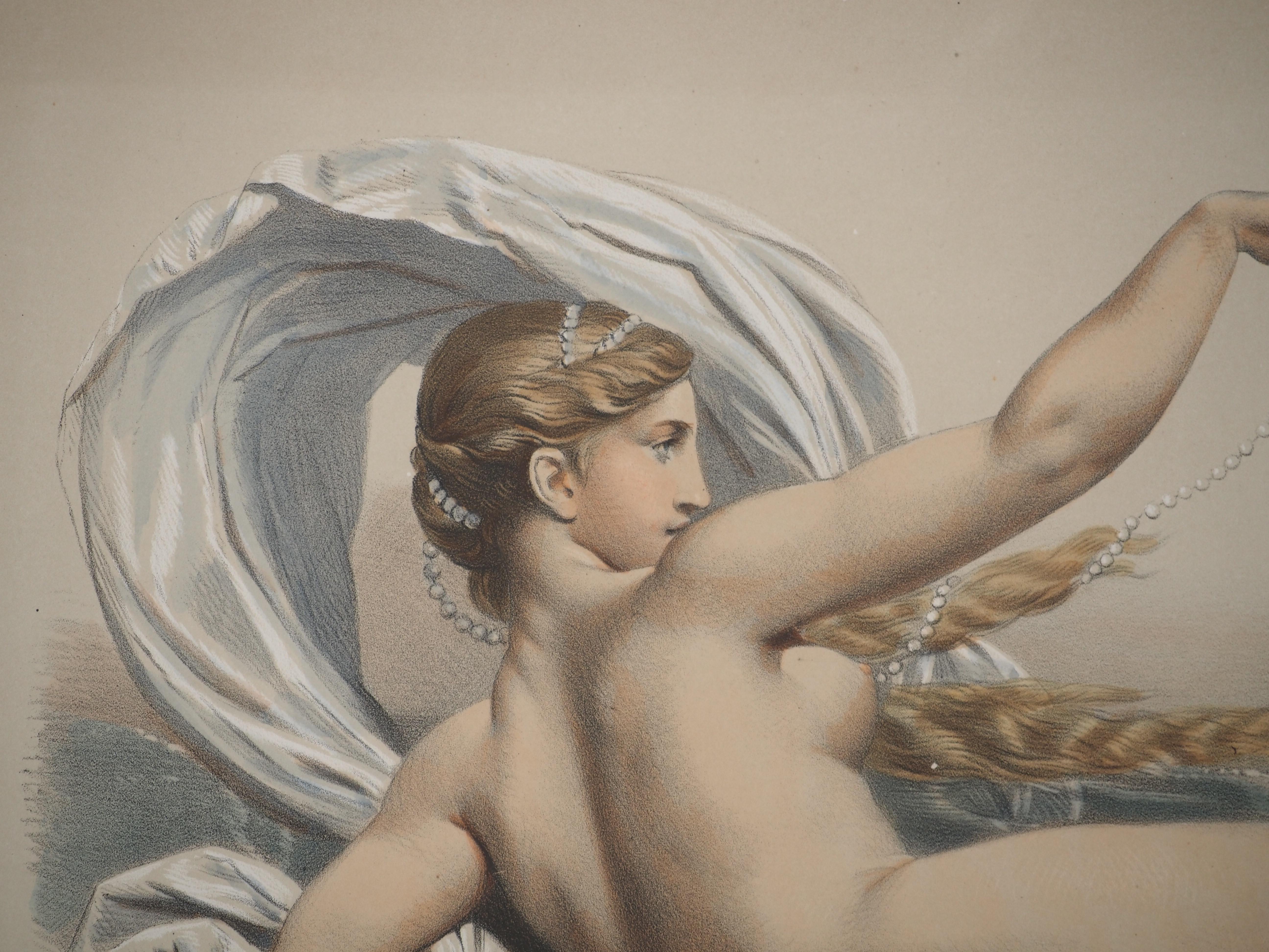 The Birth of Venus - Original lithograph and watercolor For Sale 1
