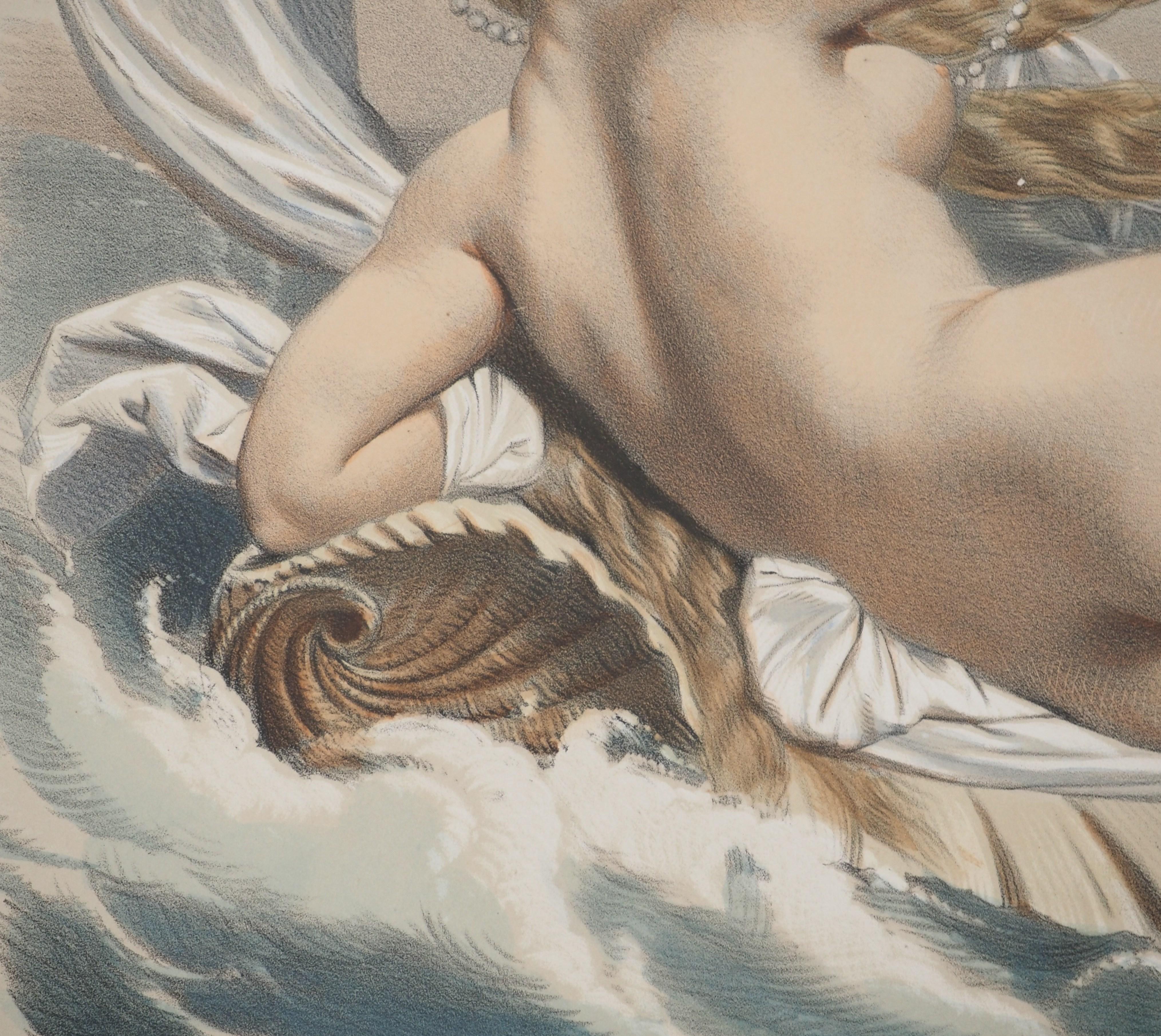 The Birth of Venus - Original lithograph and watercolor For Sale 2