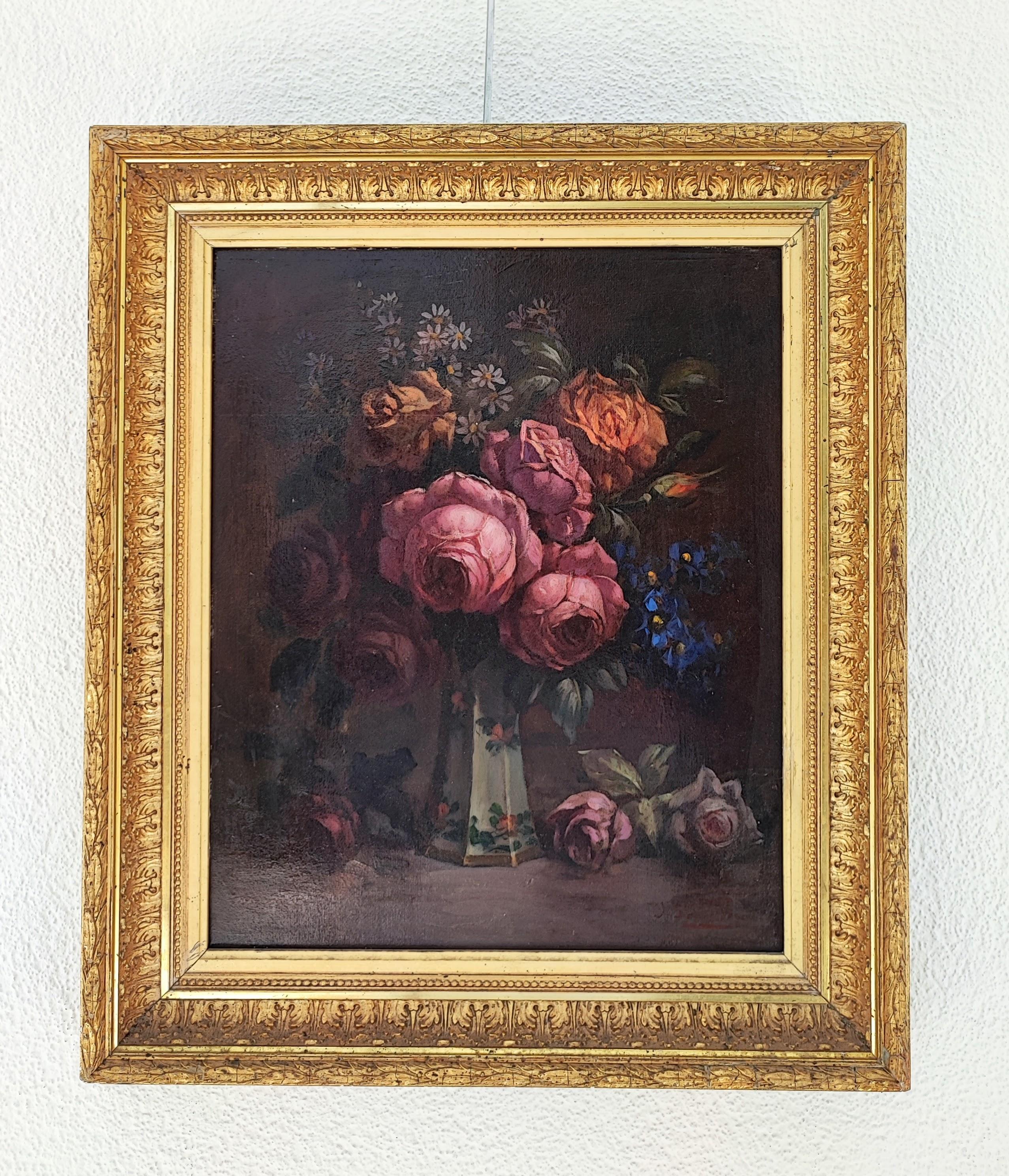 Bouquet of flowers - Painting by Joseph Ferrero