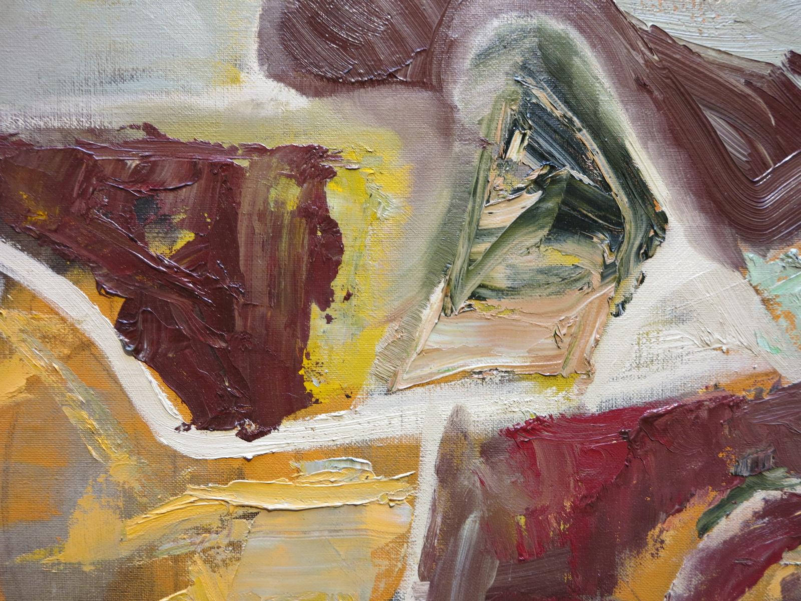 Untitled (abstract expressionist mid-century modern painting) - Beige Abstract Painting by Joseph Fiore