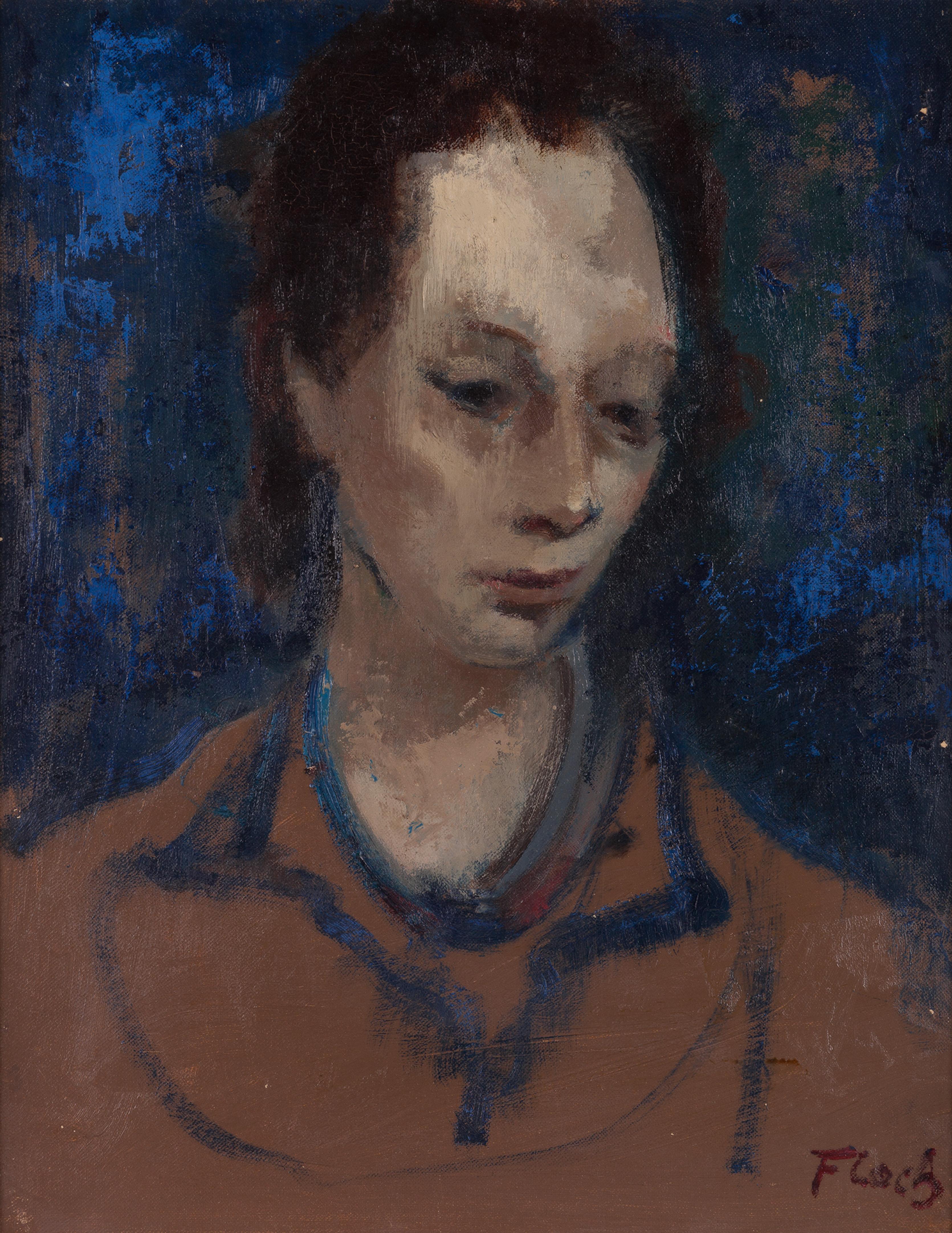 Joseph Floch Figurative Painting - Portrait of a Woman - Modern, Portrait, Oil on Canvas, Mid 20th Century