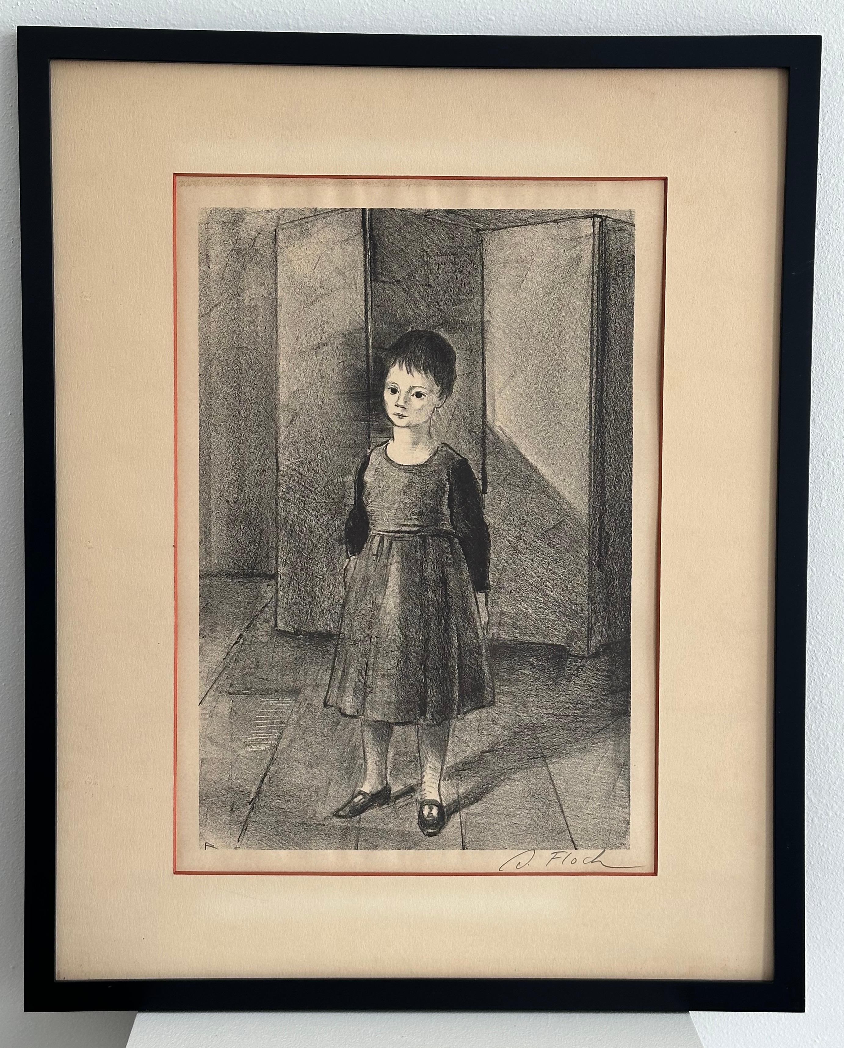 Portrait of a Young Girl (the artist's daughter).  - Print by Joseph Floch