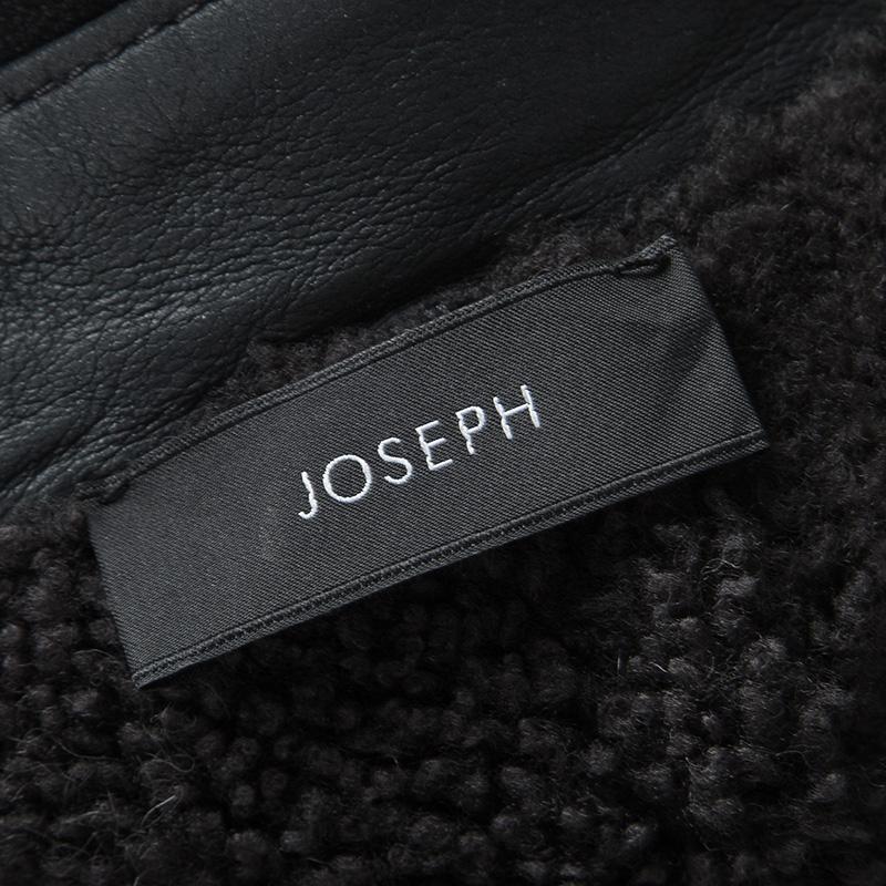 Joseph Forest Grey Lambskin Nappa Leather New Alpha Shearling Jacket L In New Condition In Dubai, Al Qouz 2