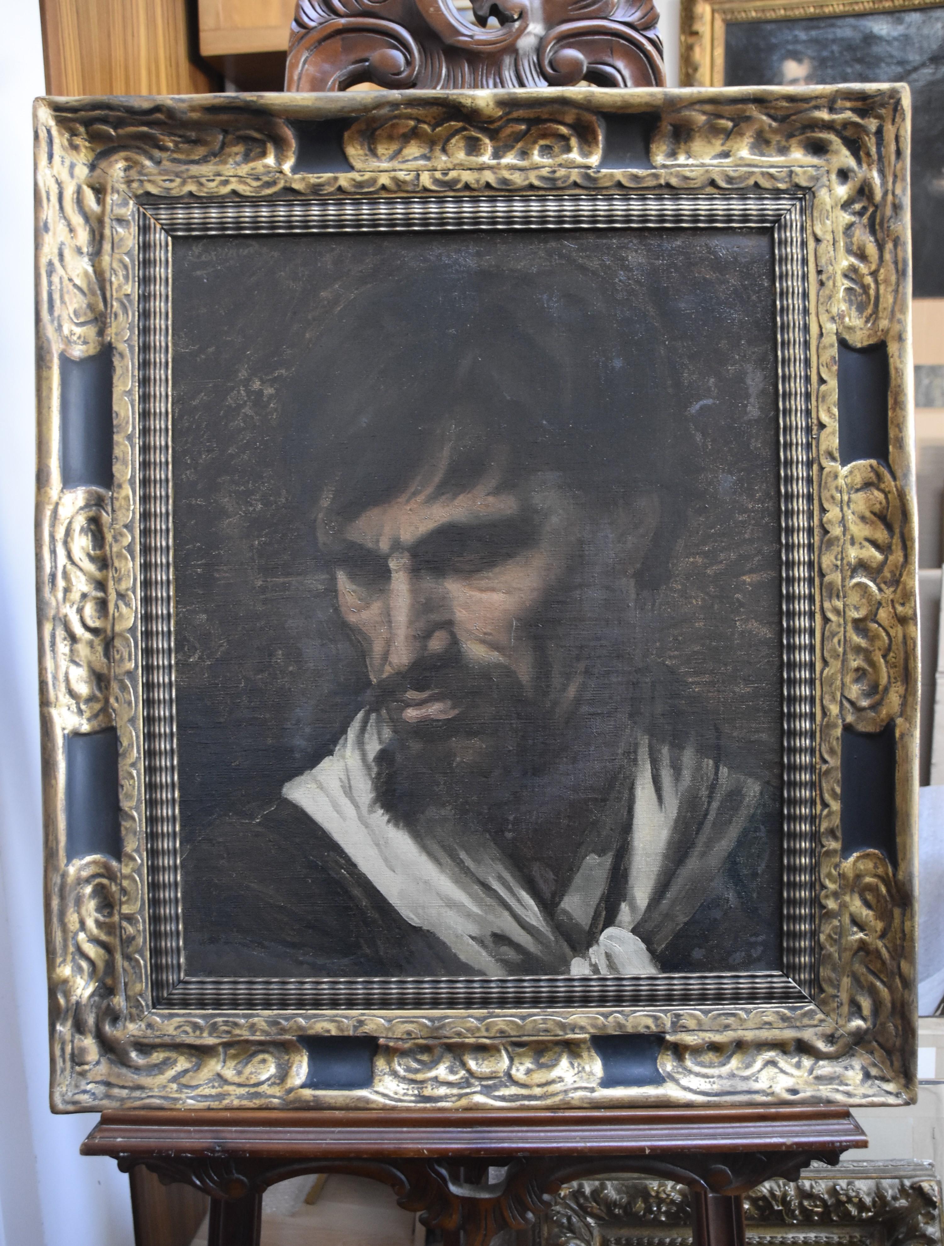 Joseph-Fortuné Layraud (1833-1913) Tête d'expression, huile sur toile, signé 9