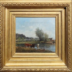„Sommerlandschaft mit Kühen“ Joseph Foxcroft Cole, 19. Jahrhundert Landschaft