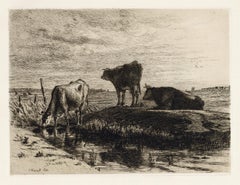 "Las tres vacas" grabado original