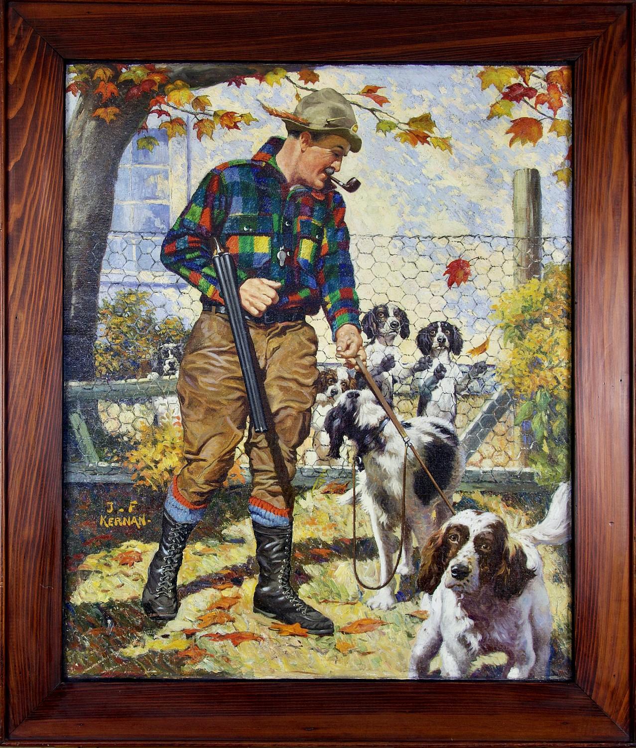 Hunter and His Dogs - Painting by Joseph Francis Kernan