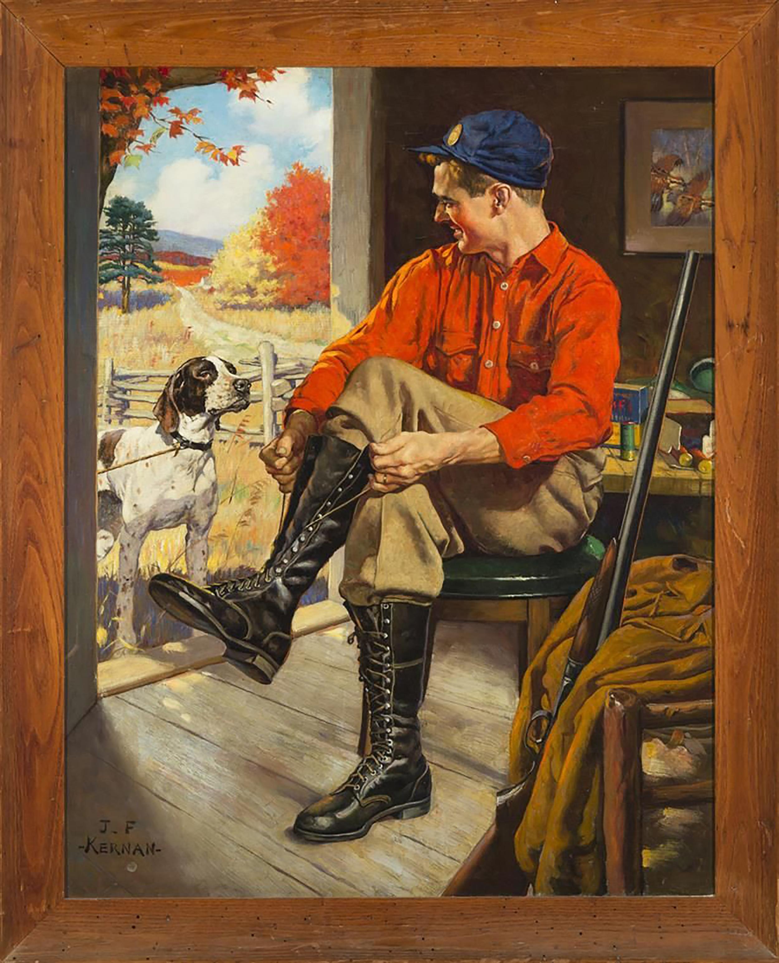 Hunter in Camp - Painting by Joseph Francis Kernan