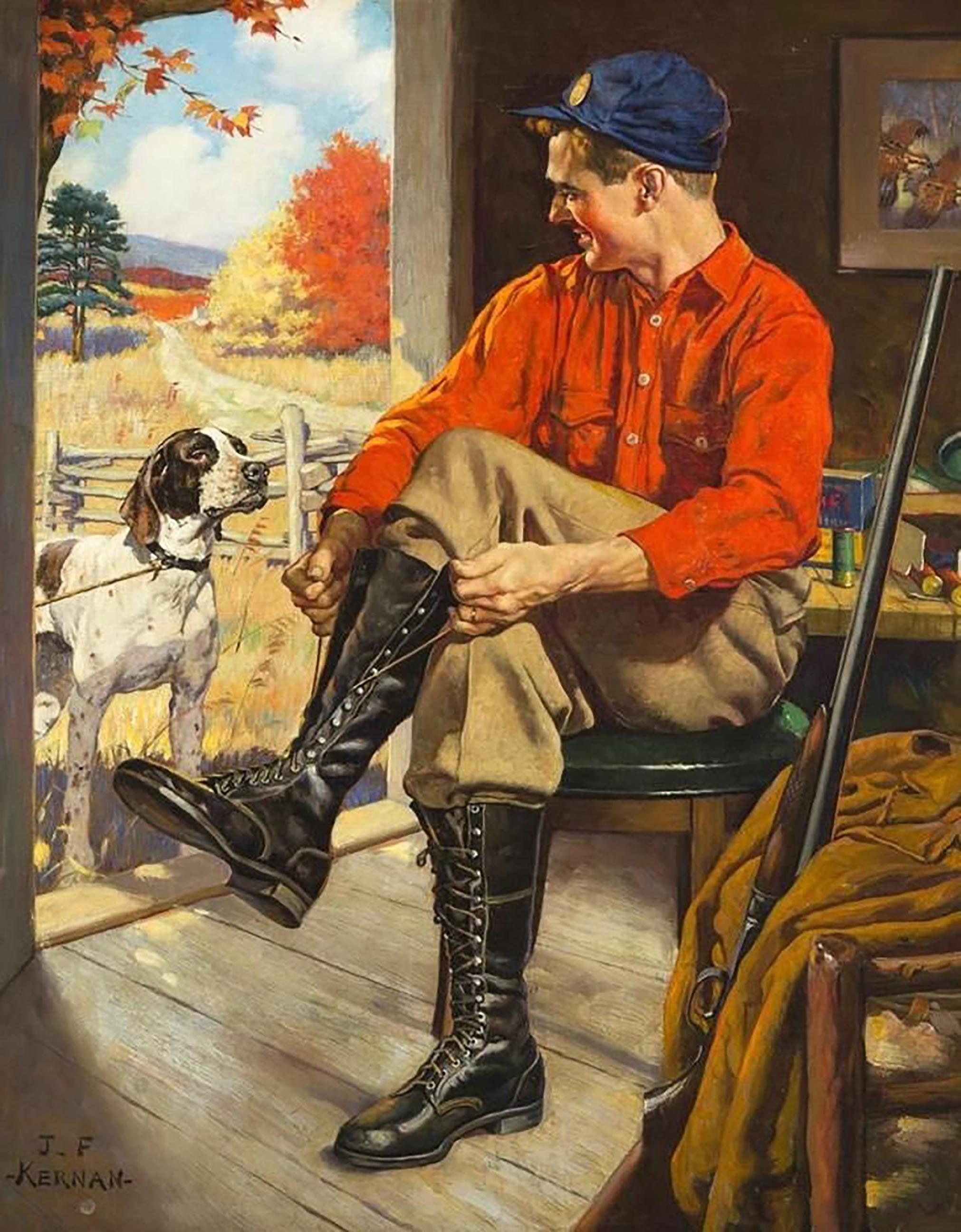 Joseph Francis Kernan Figurative Painting - Hunter in Camp