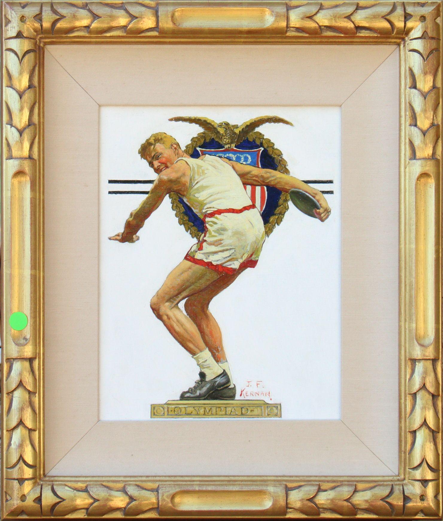 Olympiad Discus Thrower - Painting by Joseph Francis Kernan