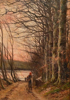 Joseph Charles François (1851-1940) - Début du 20e siècle Huile, Soirée d'automne