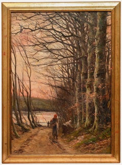 Joseph Charles François (1851-1940) - Début du 20e siècle Huile, Soirée d'automne