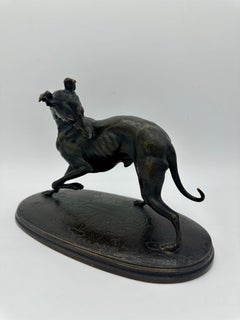 A 19th century French animalier bronze of a greyhound