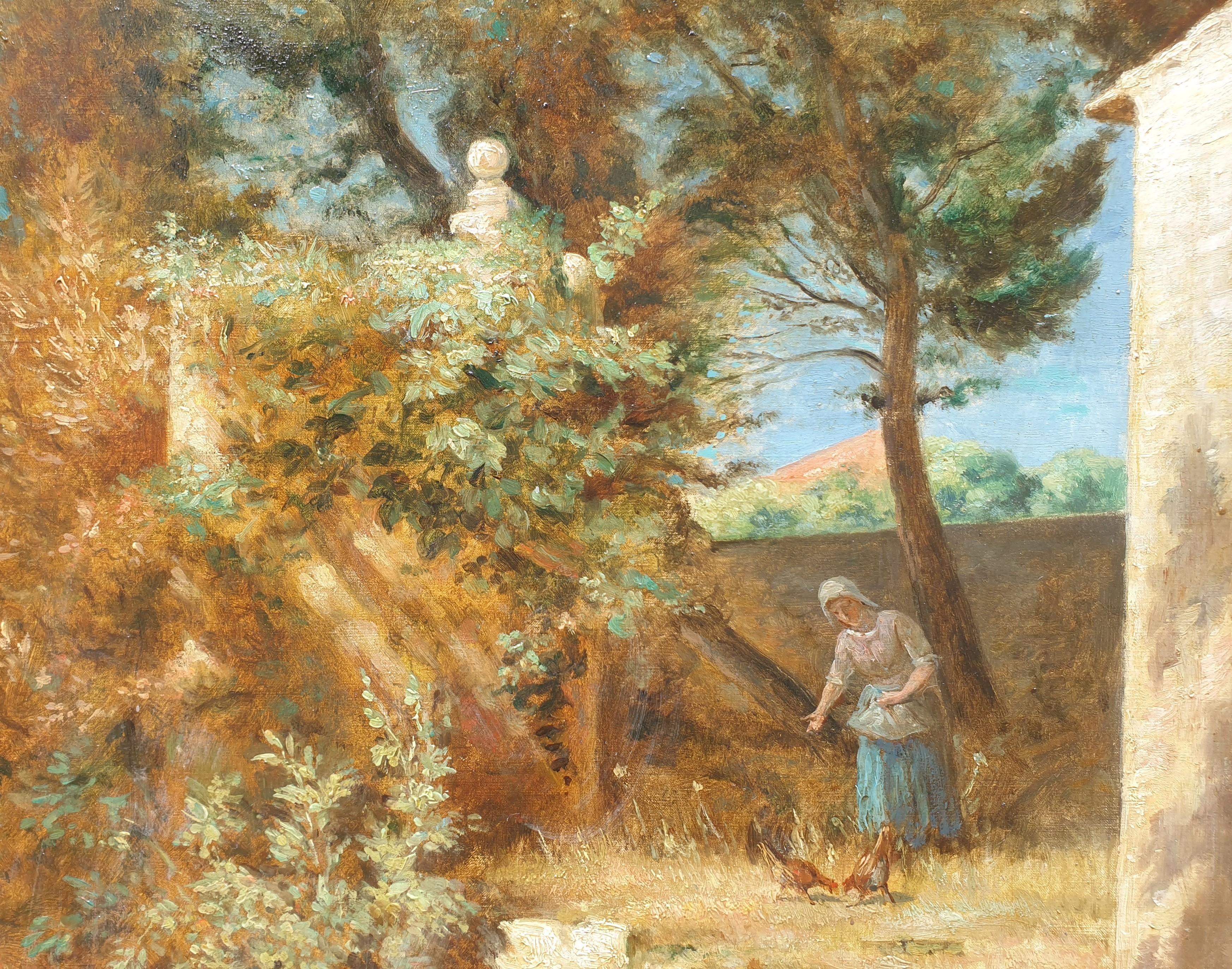 Pintura VILLEVIEILLE Paisaje Francia Provenza Aix Impresionista XIX 1