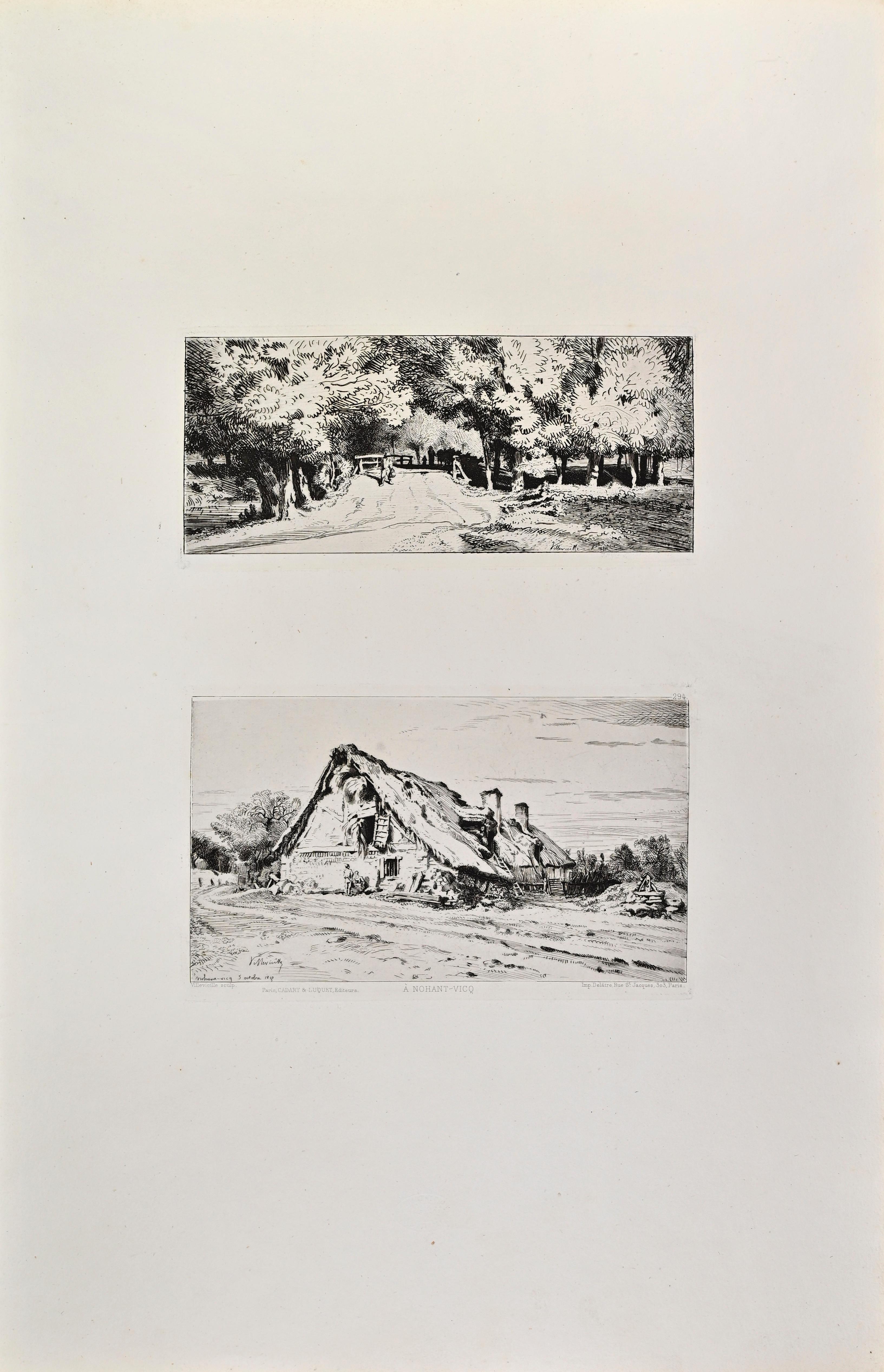 Joseph François VILLEVIEILLE Figurative Print - A Nohant-Vico - Etching by Joseph François Villevieille - 1870s
